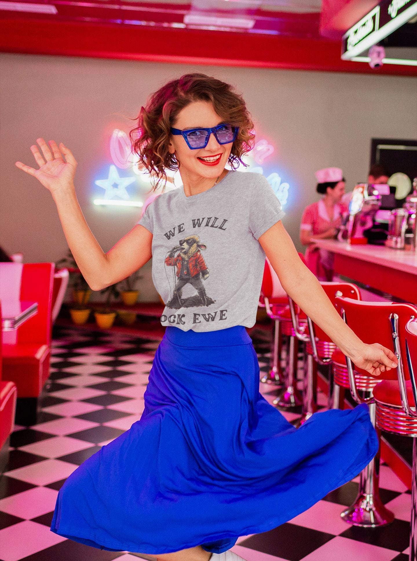 Women’s “We Will Rock Ewe” Softstyle T-Shirt – Fun Rock ‘n’ Roll Design