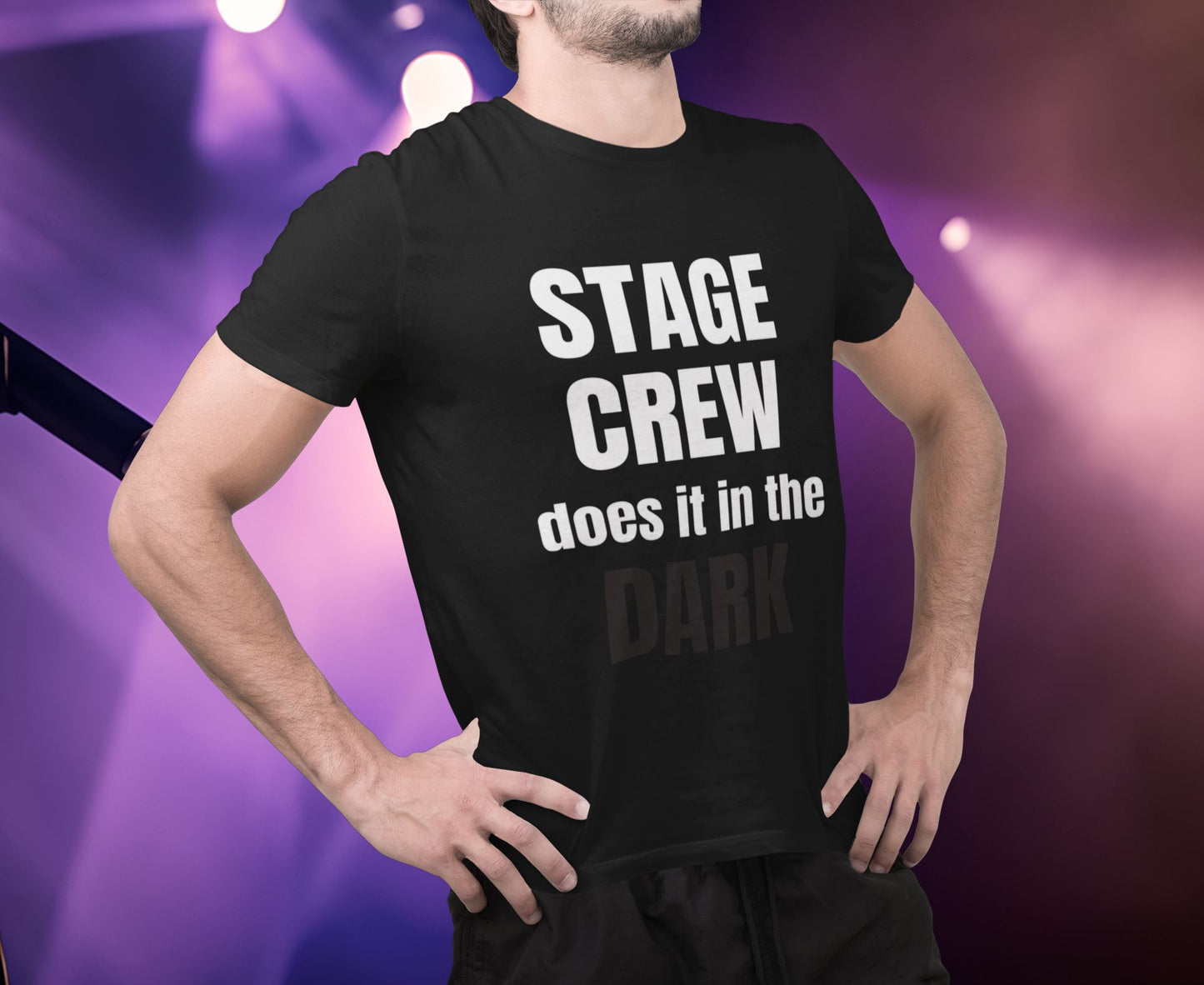 "Stage Crew Does It in the Dark" Unisex T-Shirt – Humour for Theatre Crew
