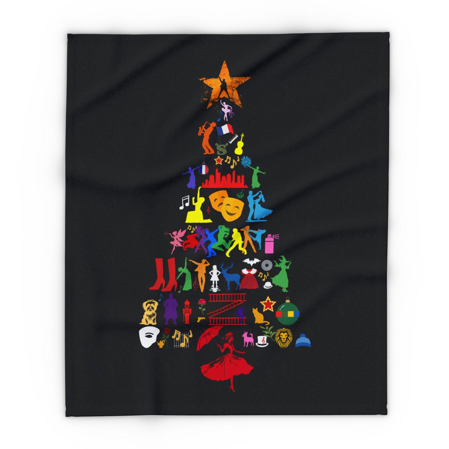 Musical Theatre Tree Fleece Blanket – Festive & Cosy Christmas Theatre-Inspired Design