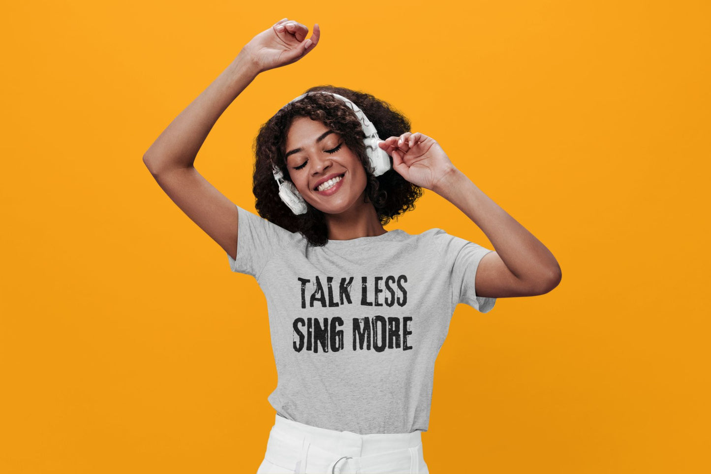 Women’s “Talk Less, Sing More” Softstyle T-Shirt – Semi-Fitted Cotton Design for Theatre & Musical Lovers