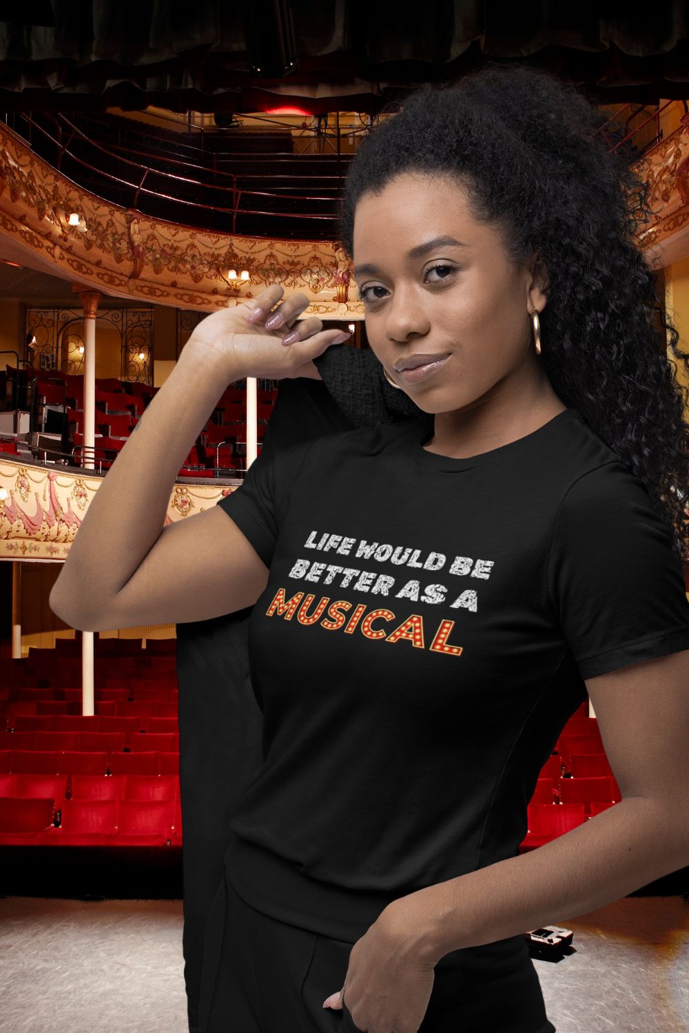"Life Would Be Better as a Musical" Women’s Fitted Theatre T-Shirt – Black | Musical Fan Gift