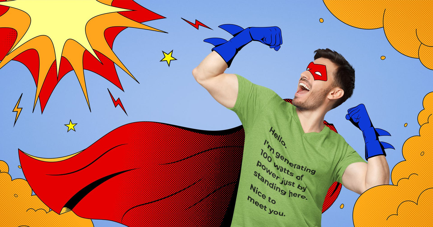 Hello, I'm Generating 100 Watts (Unisex) Men's T-shirt: A Powerful Science-Inspired Design