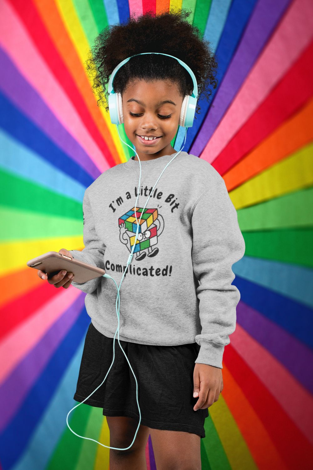 Kids’ “I’m a Little Bit… Complicated” Sweatshirt – Unisex Fit | Black, White, Grey, Royal | Confident, Colourful & Clever