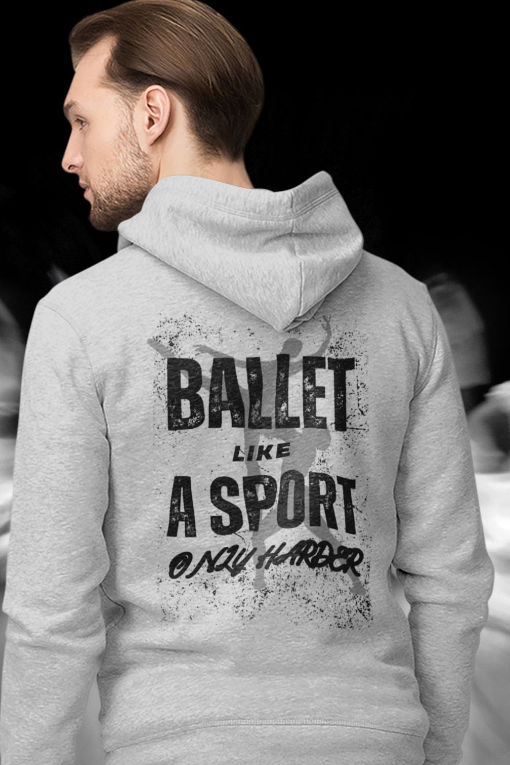 Men’s Ballet Hoodie – Like a Sport-Only Harder Unisex Fit, Jet Black & Heather Grey