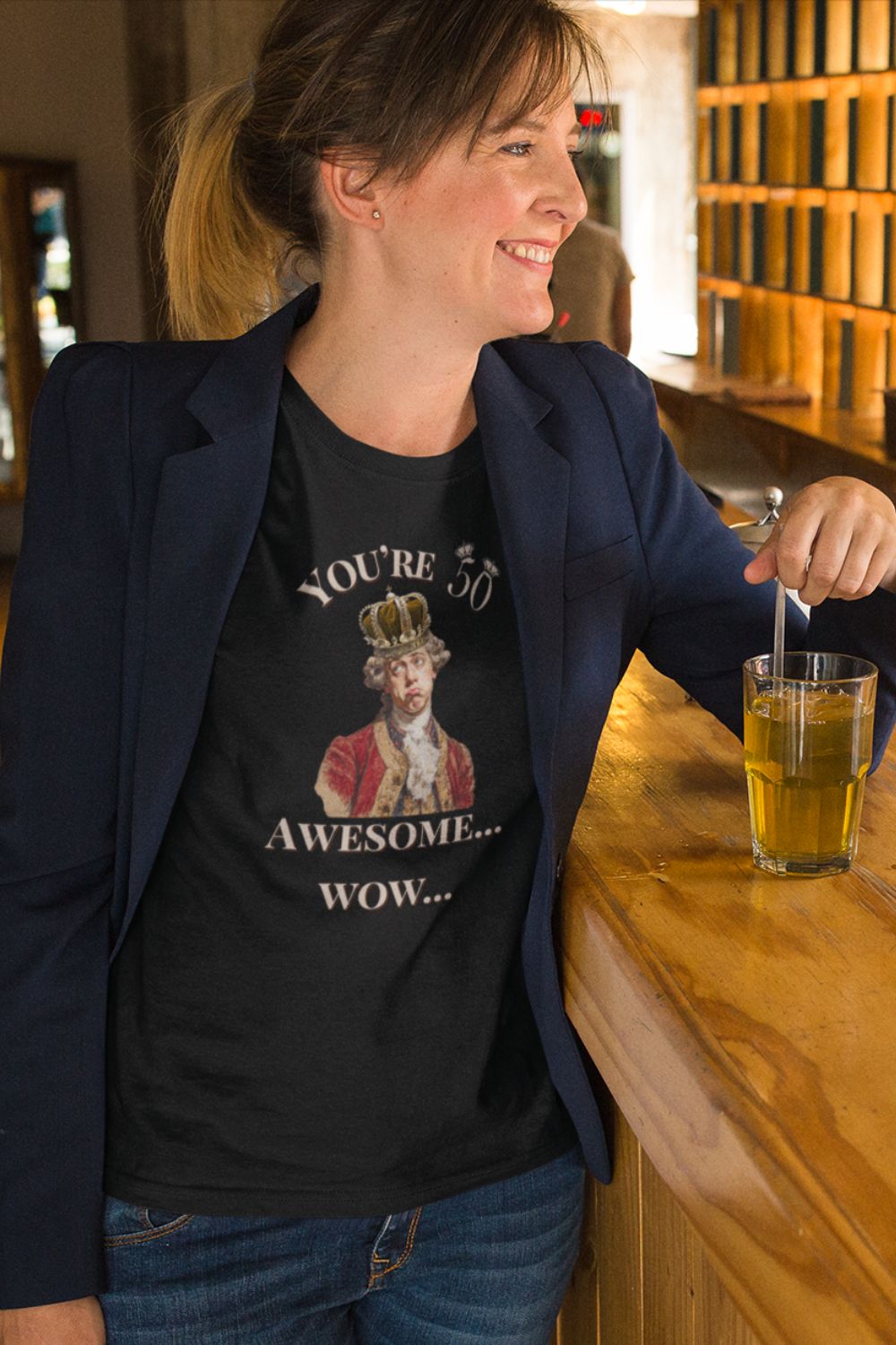 Women’s Theatre 50th Birthday T-Shirt – You’re 50. Awesome. Wow.