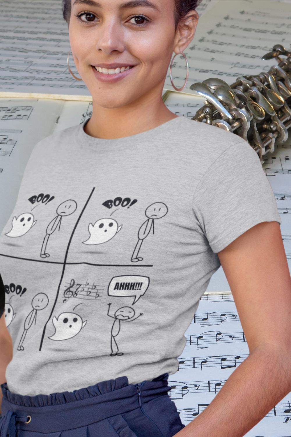 Scary Time Signatures Women’s T-Shirt – Terrifying Music Theory Design
