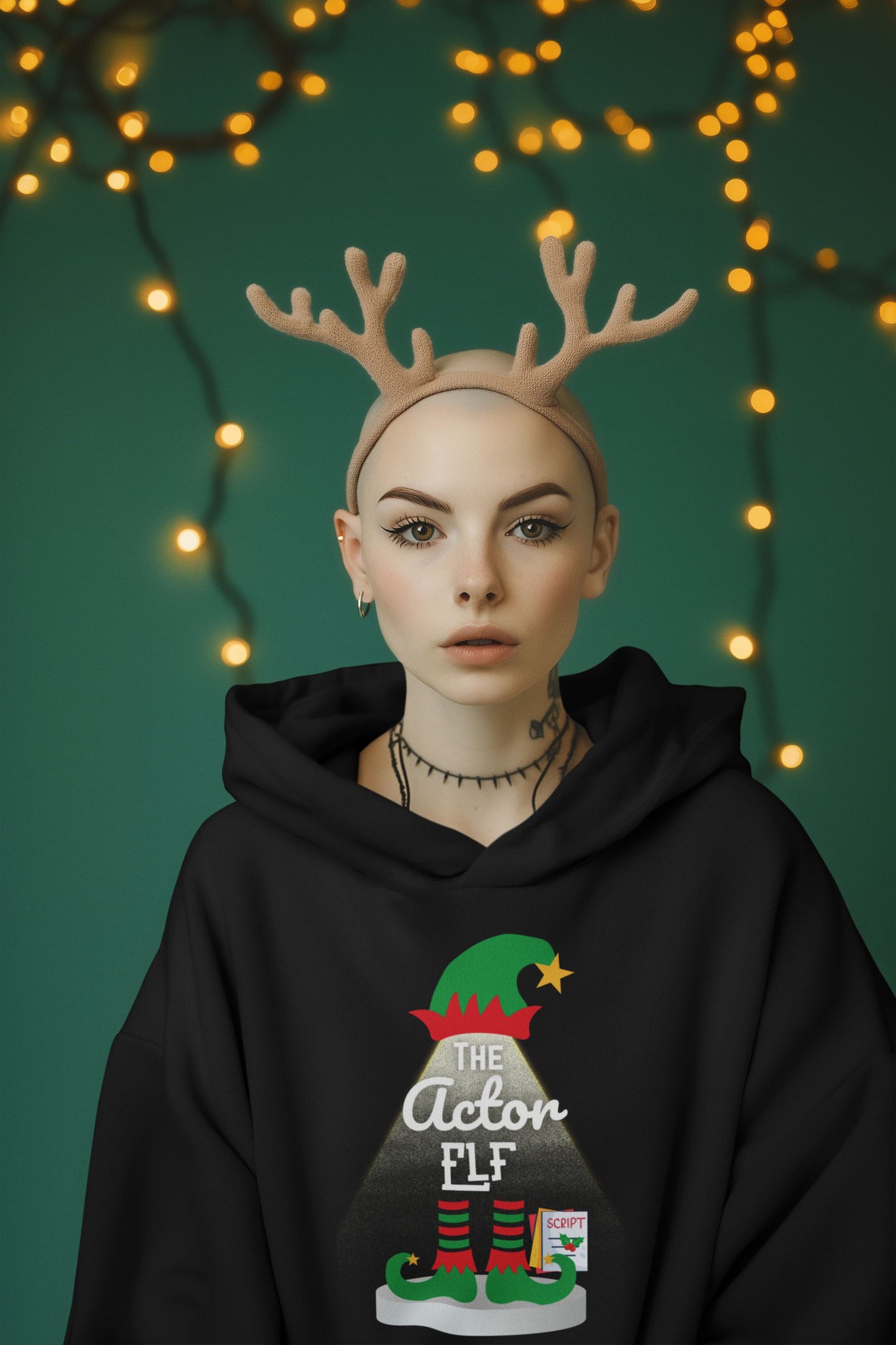 The Actor Elf Ladies' Christmas Hoodie – Festive Cosy Style for Performers