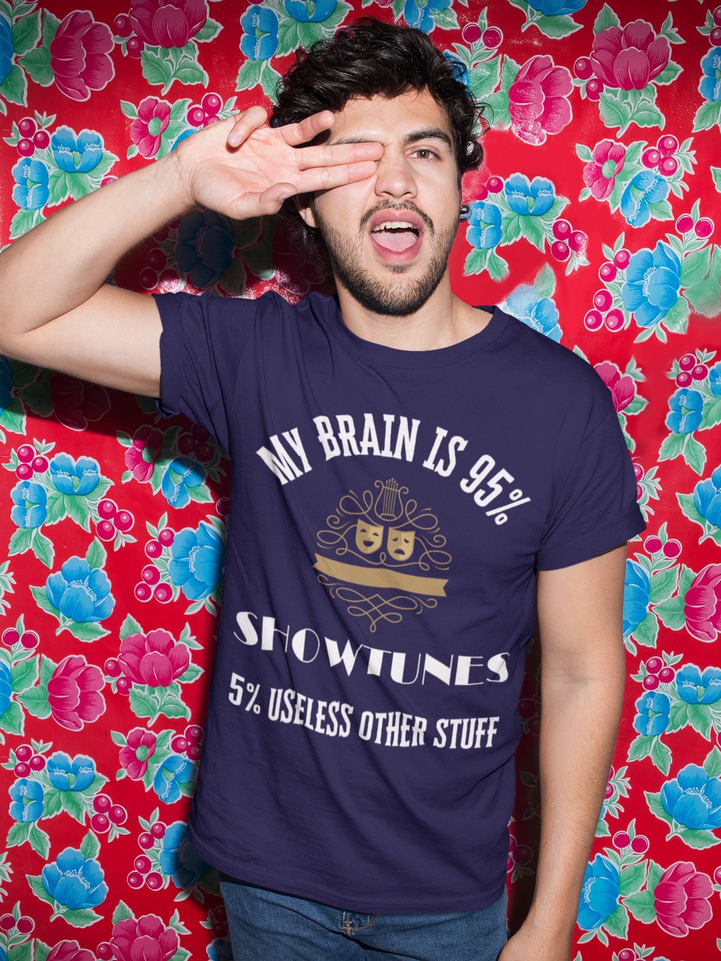 My Brain is 95% Showtunes Men's T-Shirt – Unisex Design for Theatre Lovers