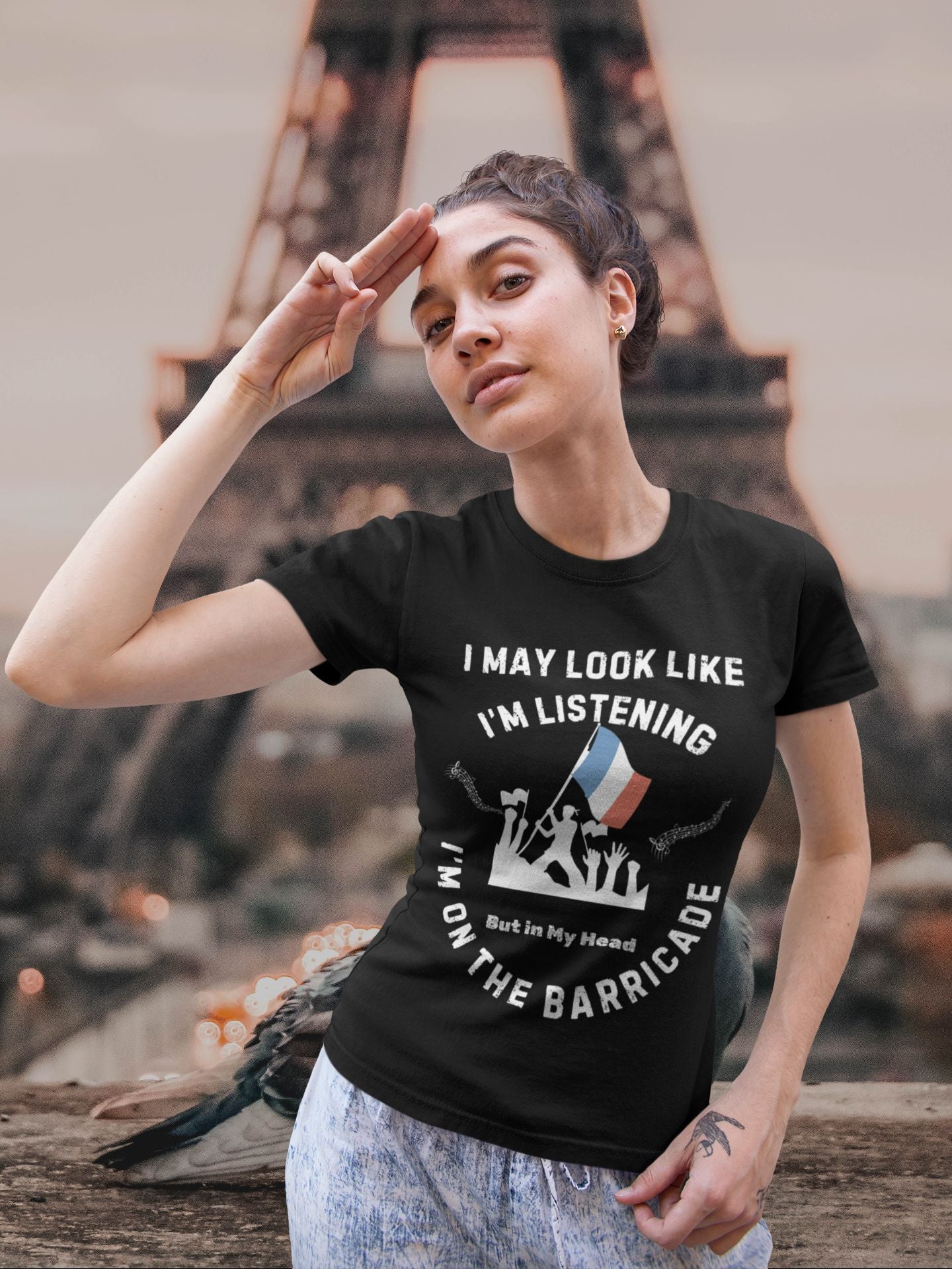 Women’s Musical Theatre T-Shirt - "I May Look Like I’m Listening, But In My Head I’m on the Barricade