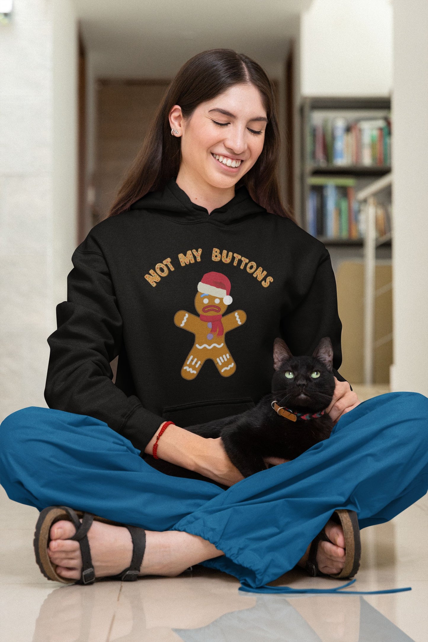 Women's "Not My Buttons!" Gingerbread Man Christmas Hoodie – Unisex Design