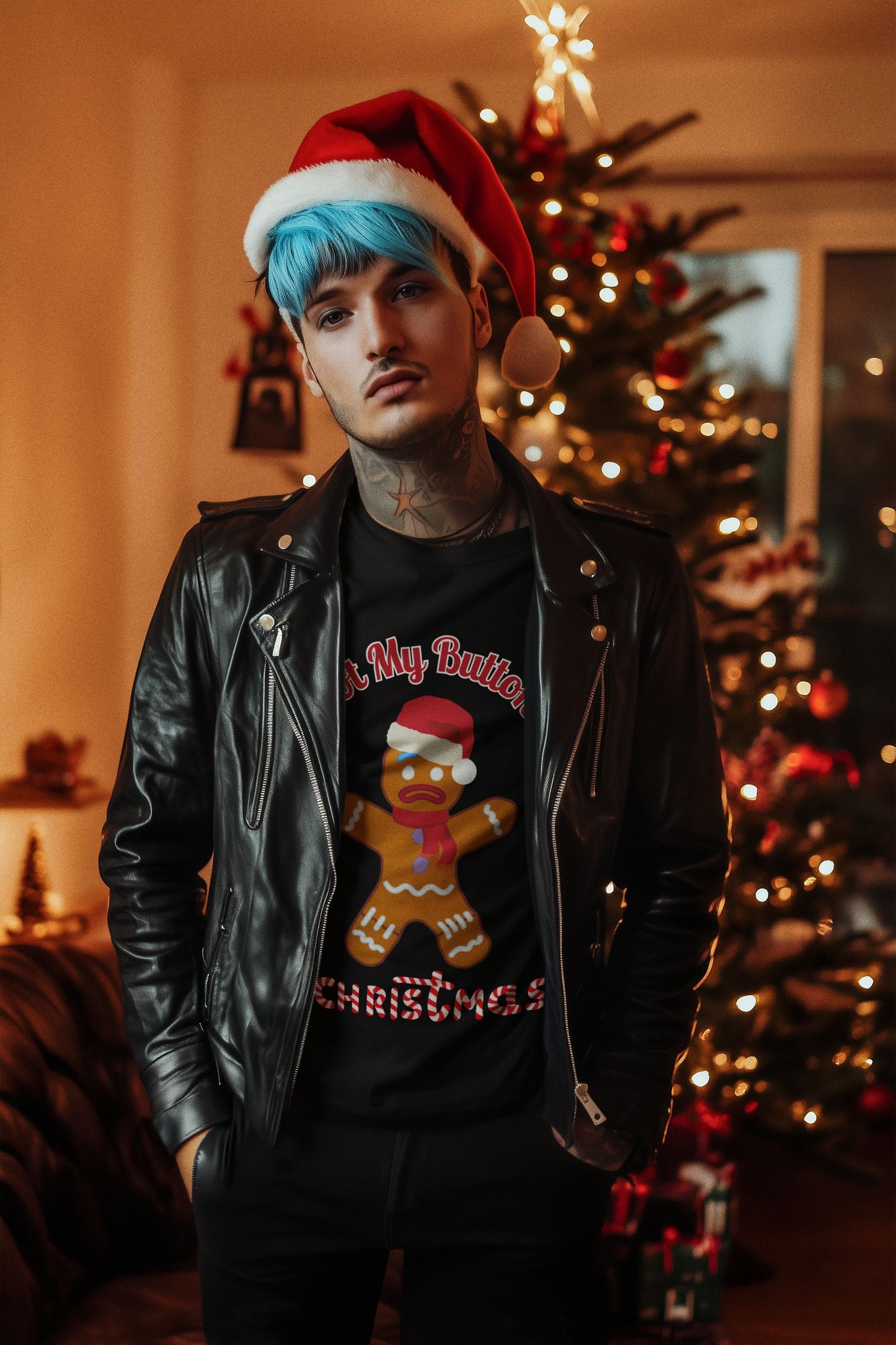 Men's "Not My Buttons!" Christmas T-Shirt – Festive Unisex Gingerbread Design