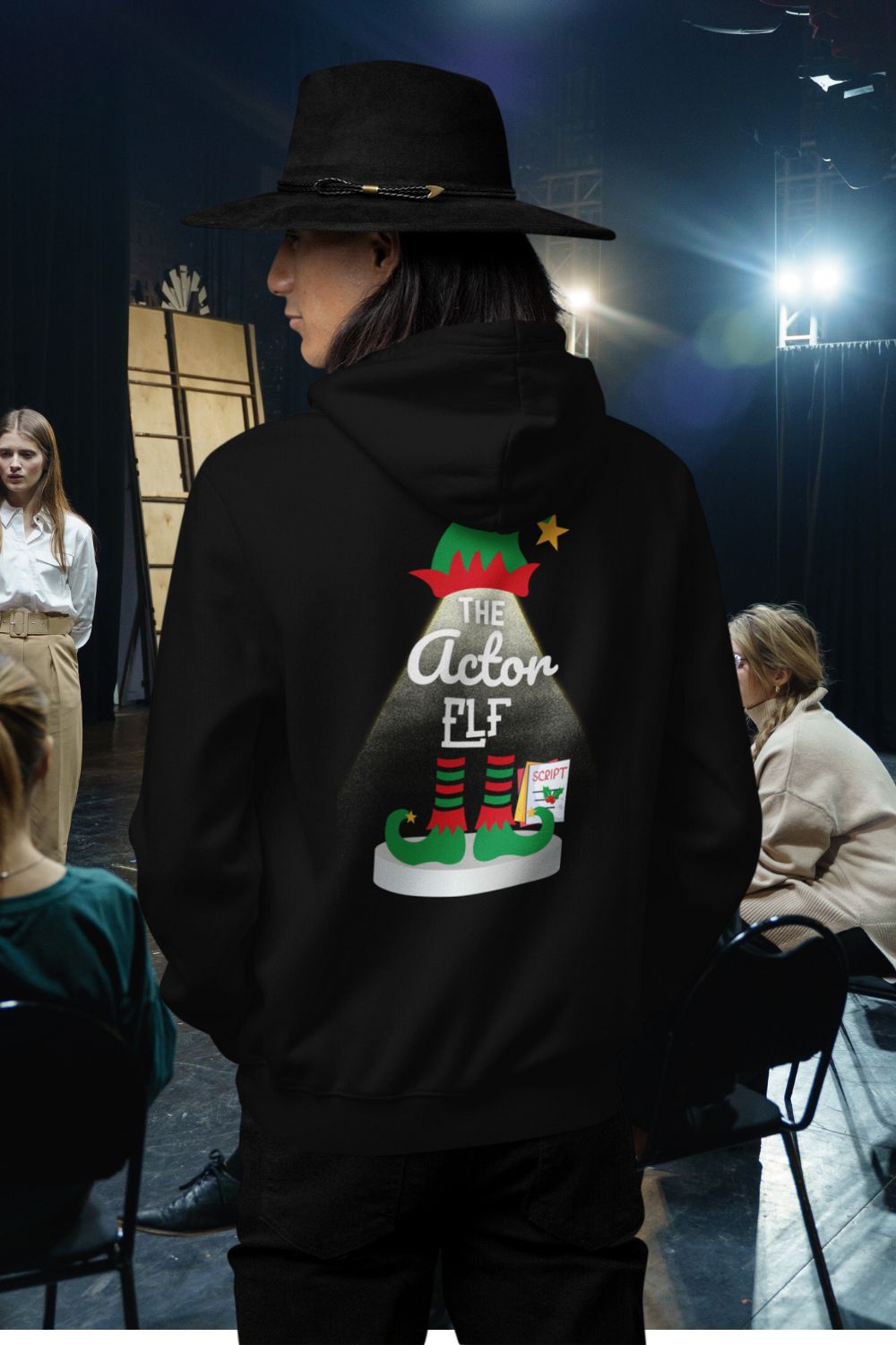 The Actor Elf Men’s Christmas Hoodie – Festive Cosy Style for Performers