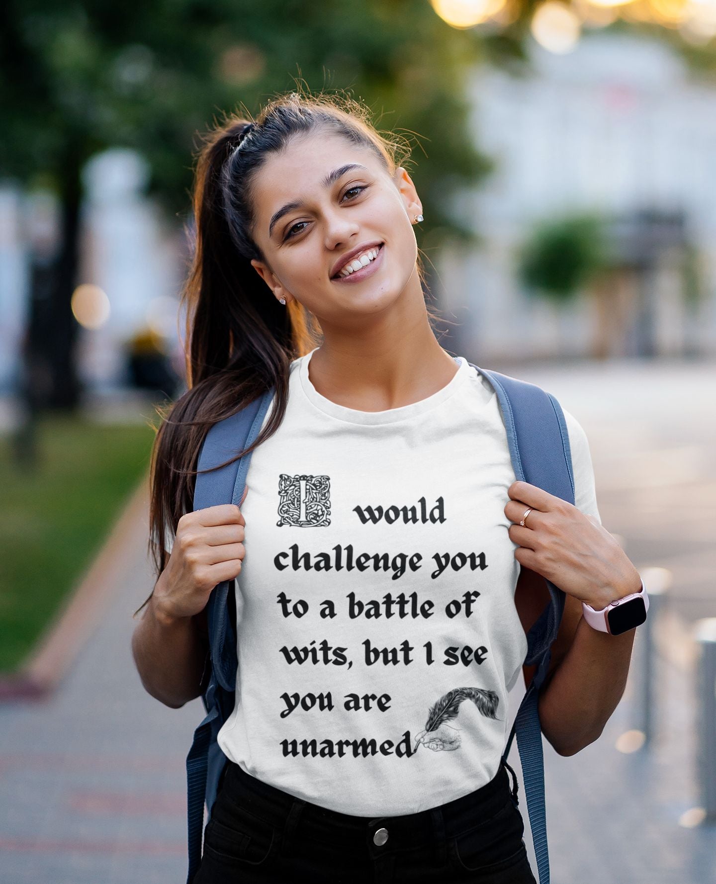 Battle of Wits Shakespearean-Inspired T-Shirt for Women: Theatre Lovers' Dry Humour in Feminine Fit