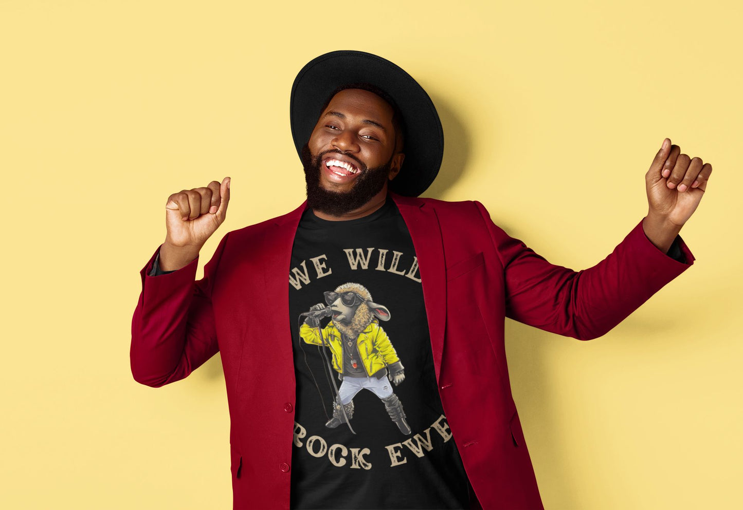 Men’s “We Will Rock Ewe” Unisex T-Shirt – Fun Rock ‘n’ Roll Design