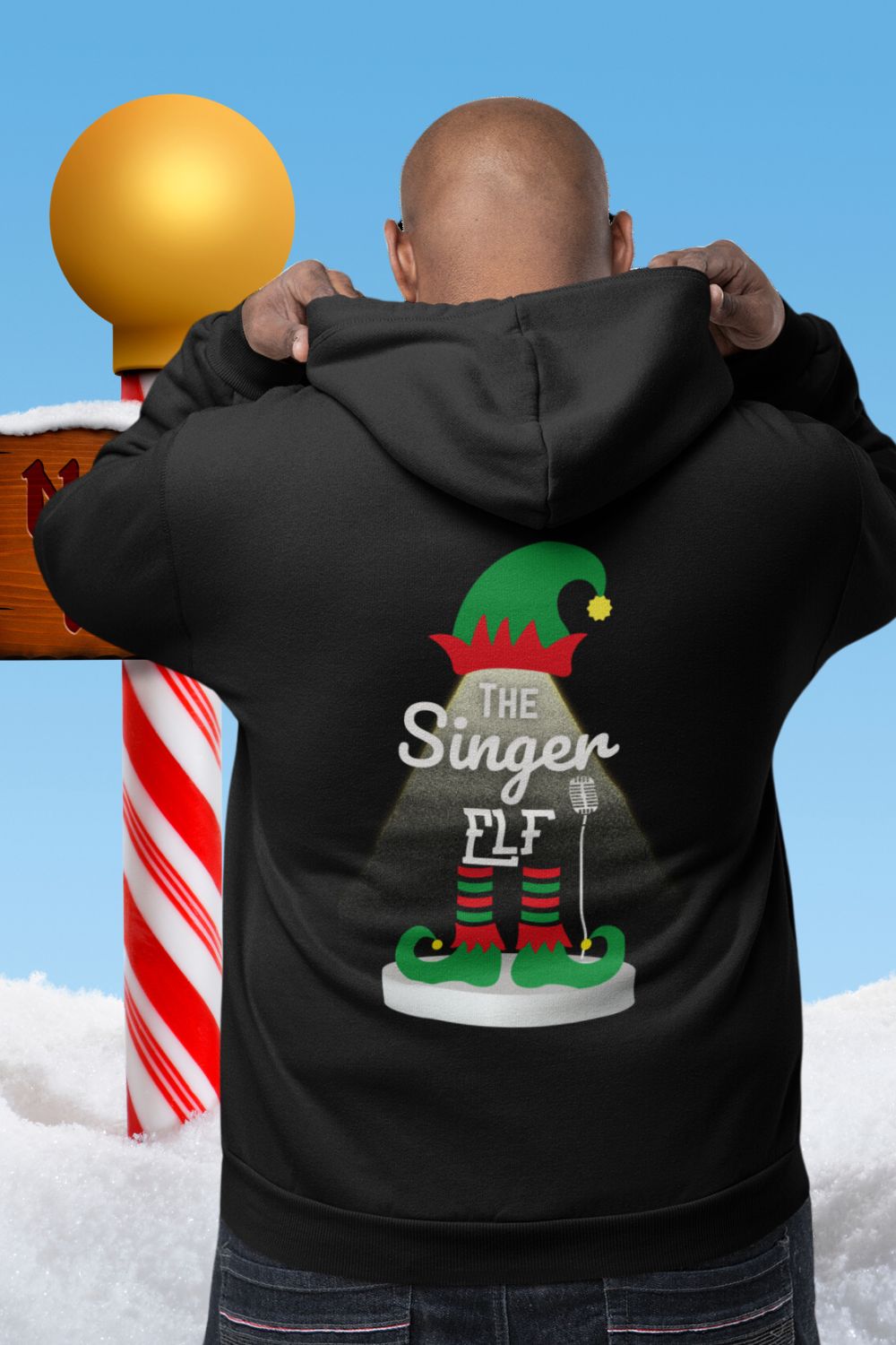 Men's Singer Elf Christmas Hoodie – Festive Theatre-Inspired Design
