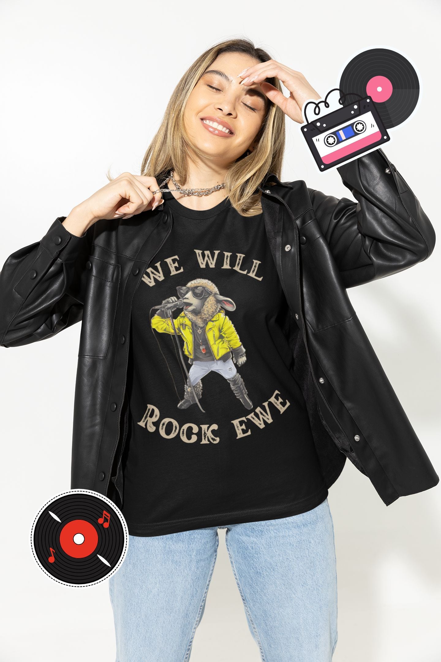 Women’s “We Will Rock Ewe” Softstyle T-Shirt – Fun Rock ‘n’ Roll Design