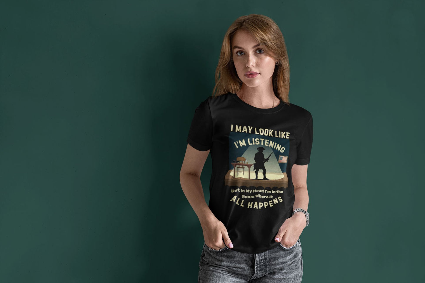 Women’s Theatre T-Shirt – "In the Room Where It Happens" Softstyle Design