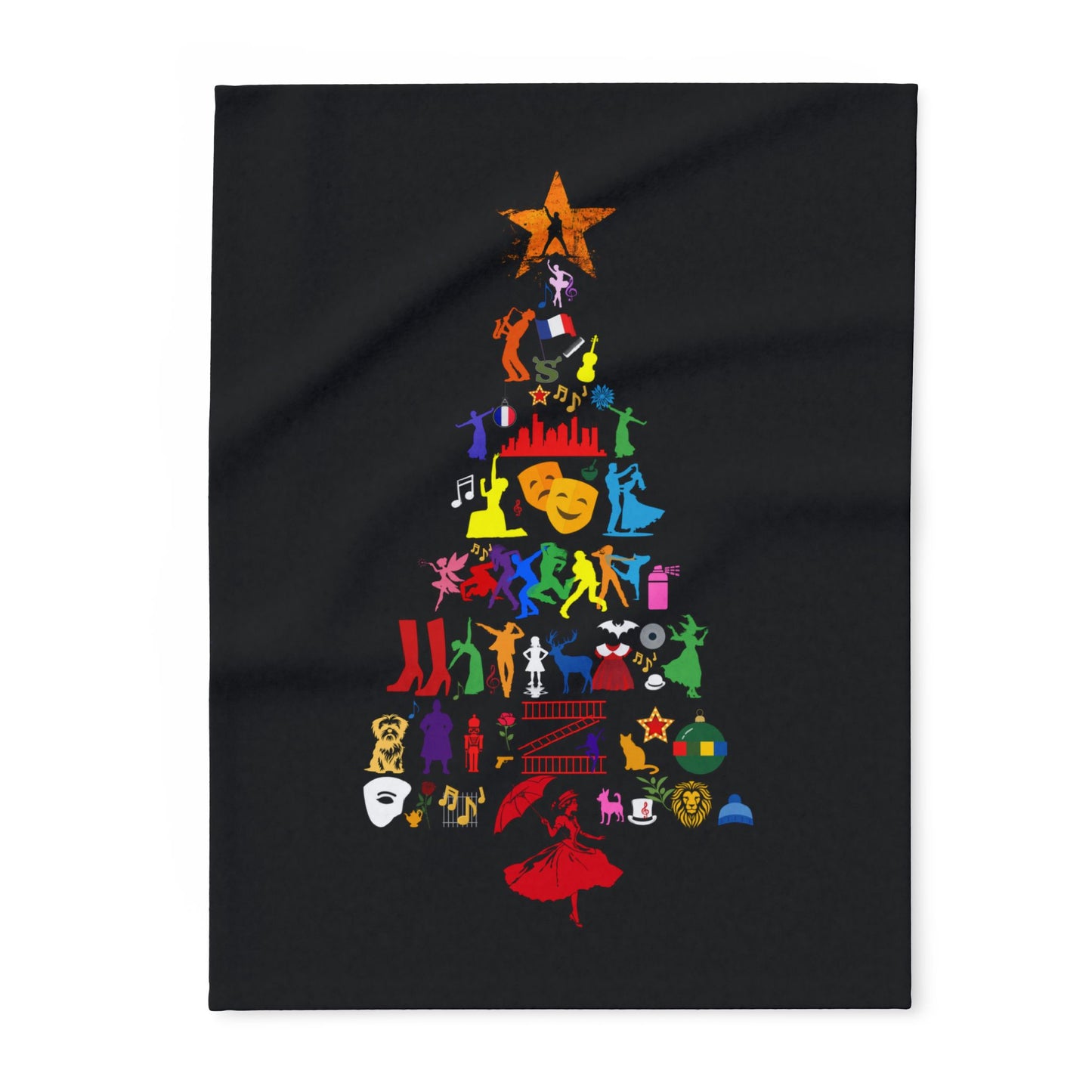 Musical Theatre Tree Fleece Blanket – Festive & Cosy Christmas Theatre-Inspired Design