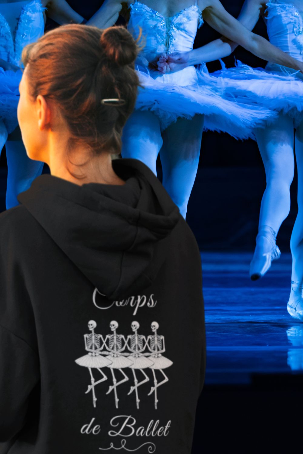 Women’s Organic Relaxed Fit Hoodie – Corps de Ballet Skeleton Back