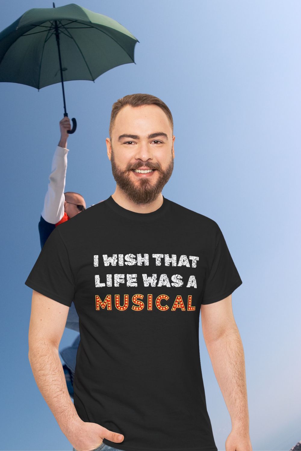"I Wish That Life Was a Musical" Men’s Black Theatre T-Shirt – Unisex Fit, Musical Gift