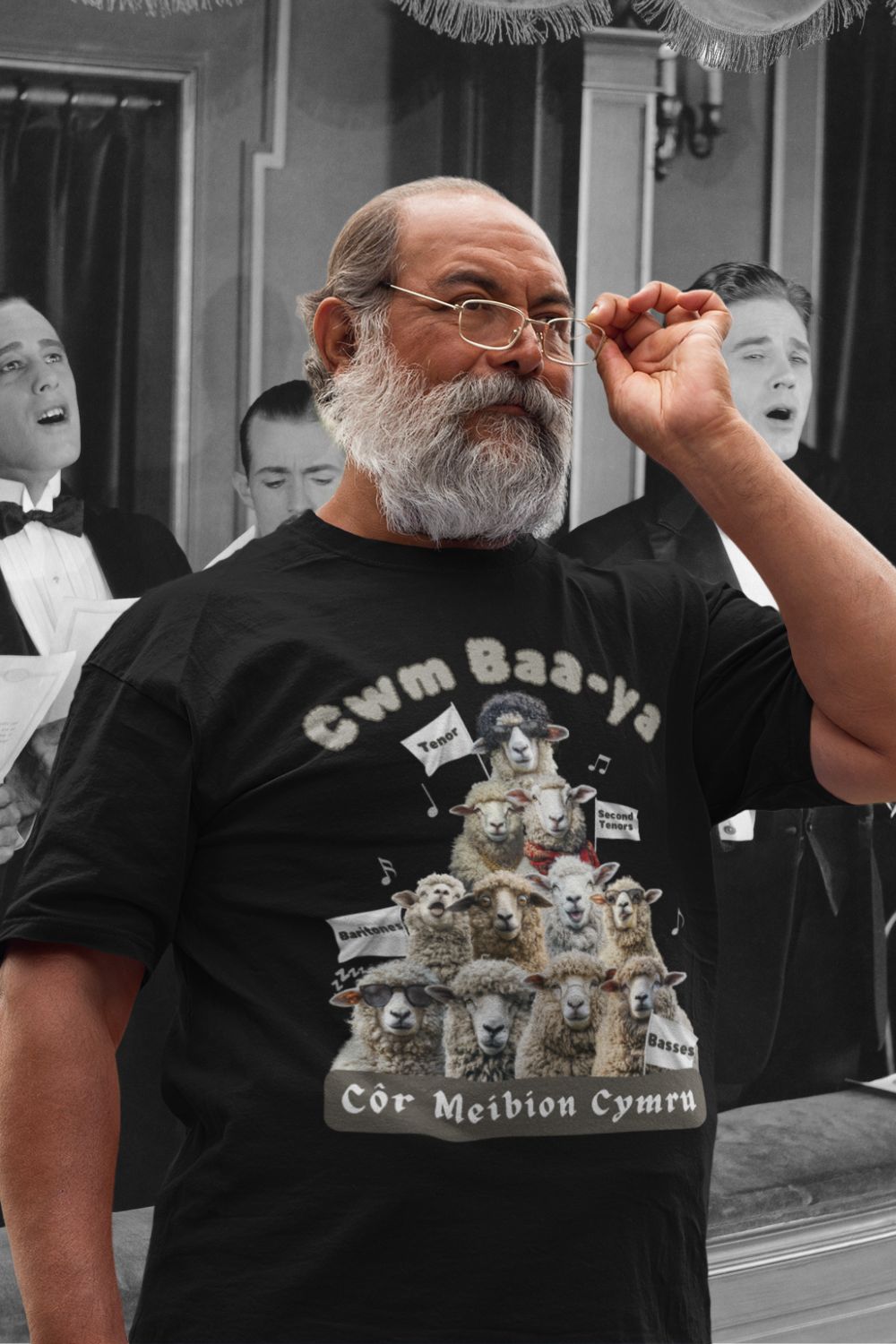 Cwm Baa-ya Welsh Male Voice Choir T-Shirt | Côr Meibion Cymru | Men’s Humour T-Shirt