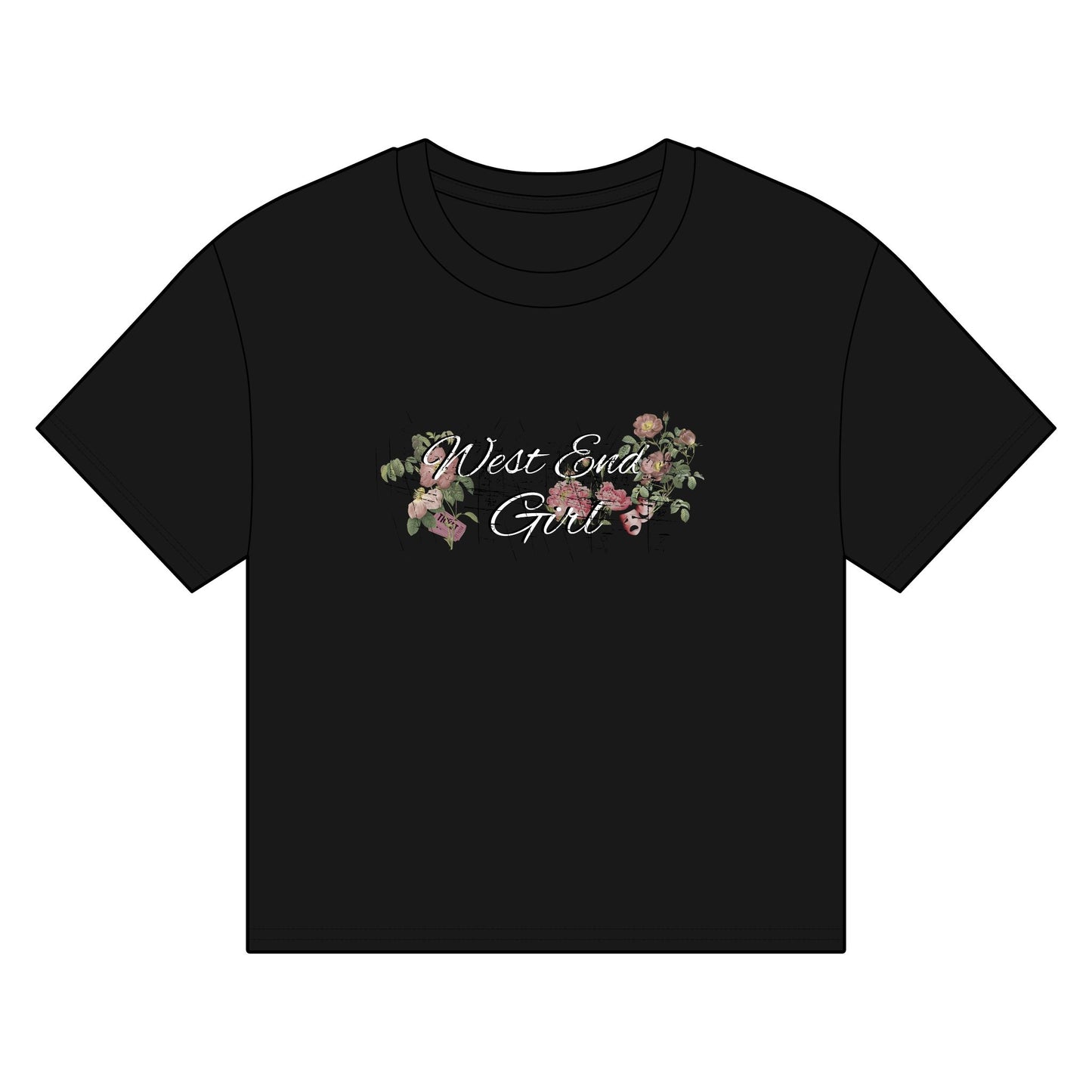 West End Girl Organic Boxy T-Shirt – Cropped Oversized Fit with Floral Design