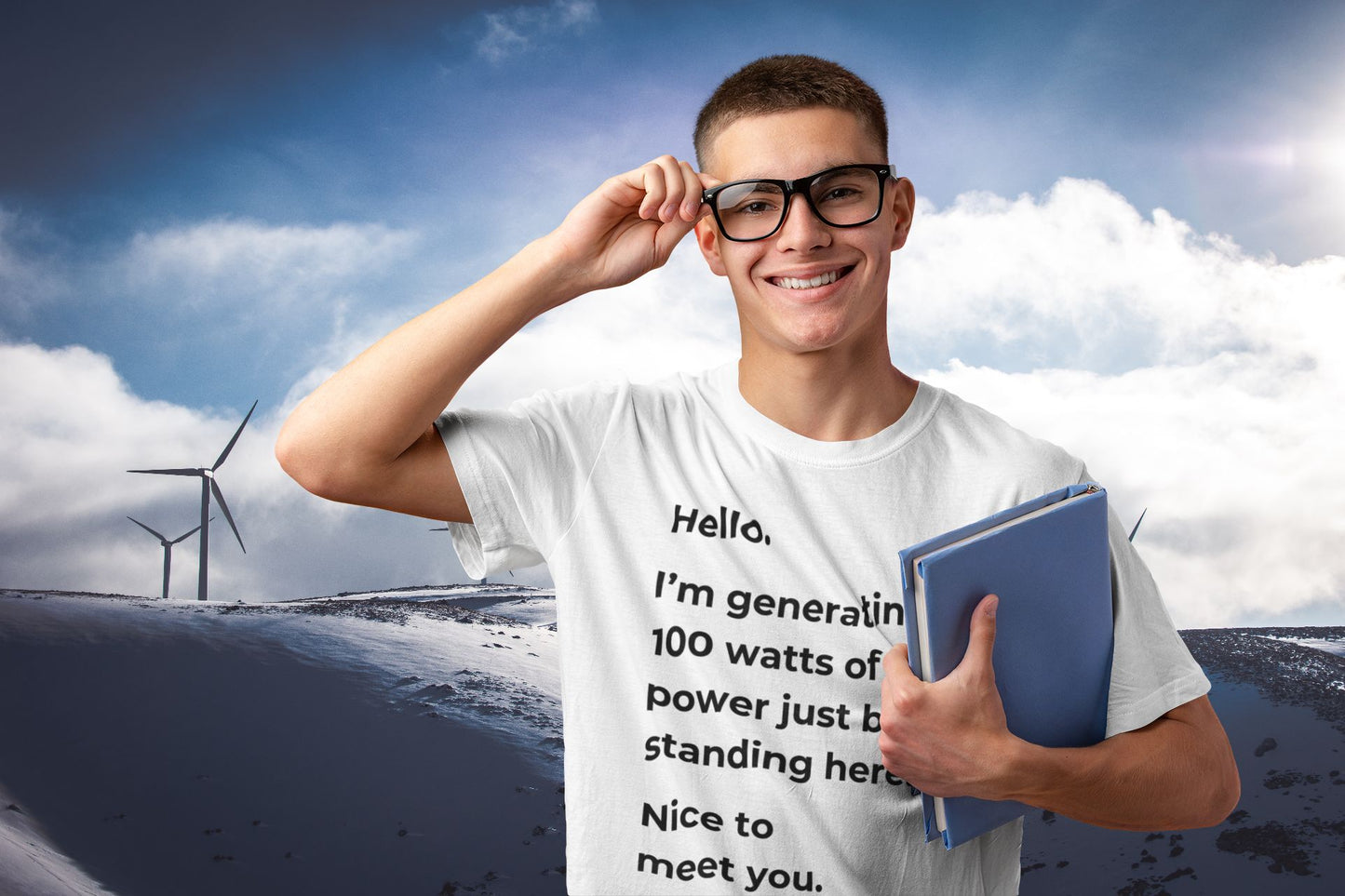 Hello, I'm Generating 100 Watts (Unisex) Men's T-shirt: A Powerful Science-Inspired Design