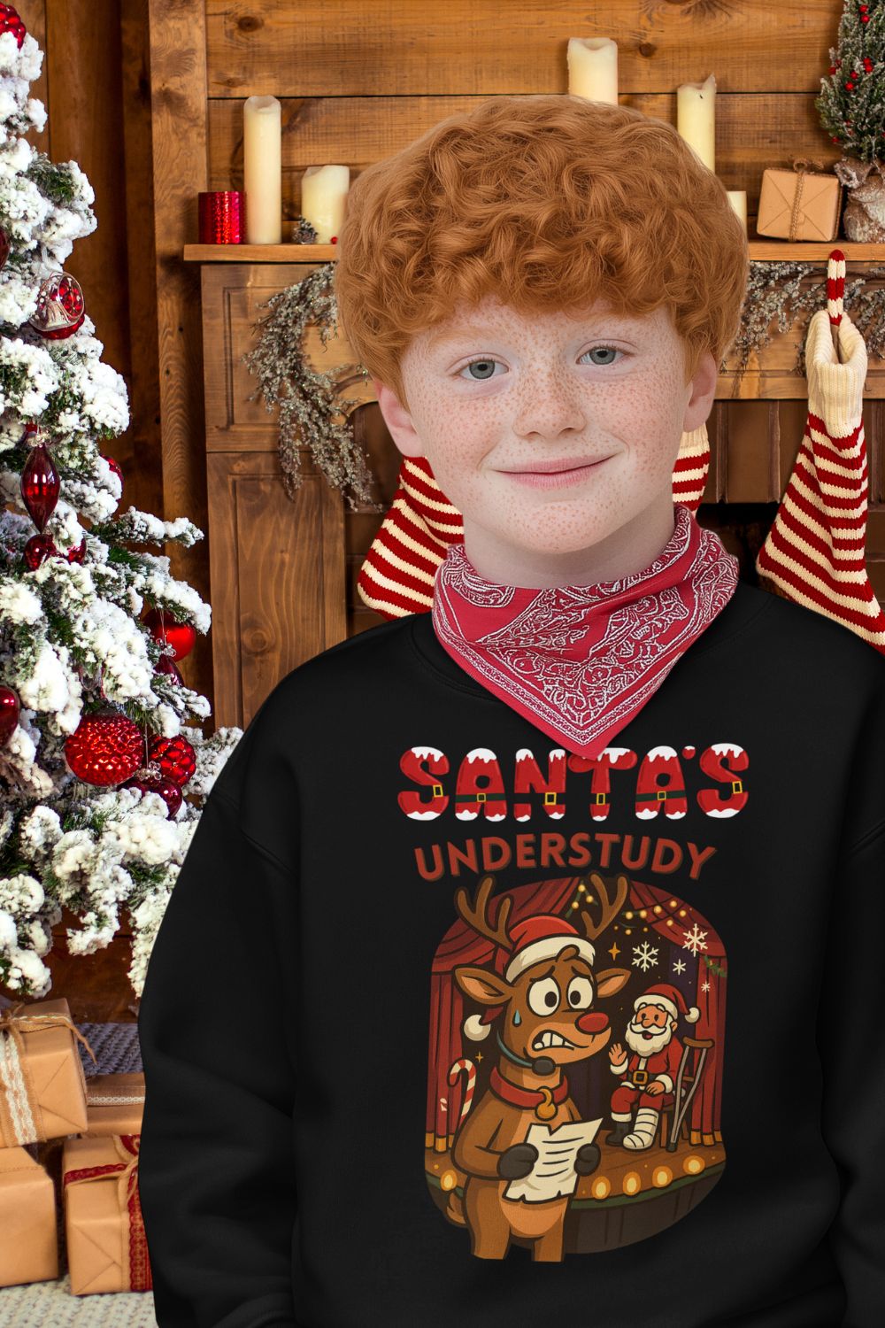 Santa’s Understudy | Funny Theatre Kids Christmas Jumper | Gift for Young Performers & Drama Lovers