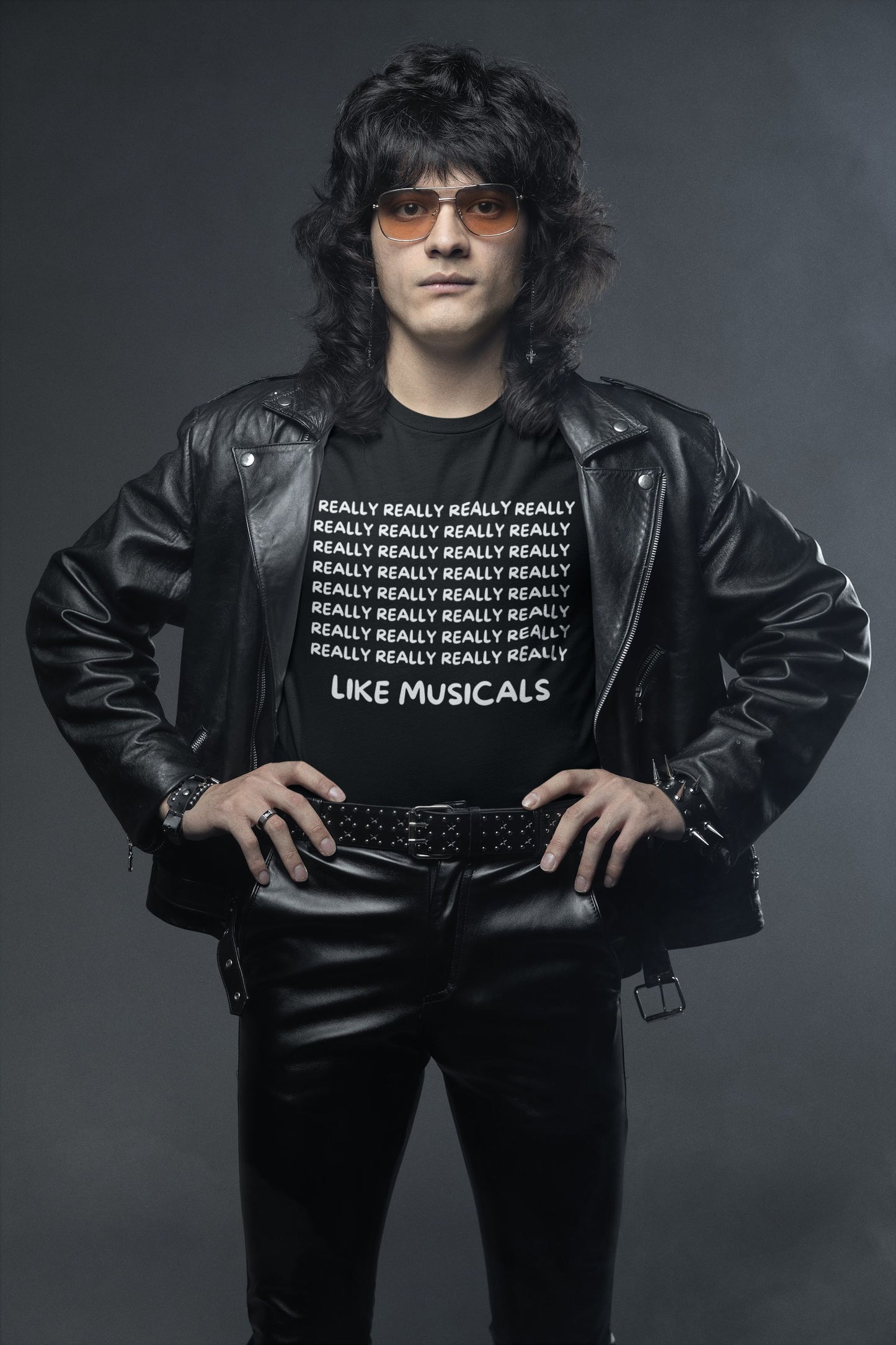 Funny Musical Theatre Men's T-Shirt – “I REALLY REALLY REALLY Like Musicals” – Black, Navy & Sport Grey