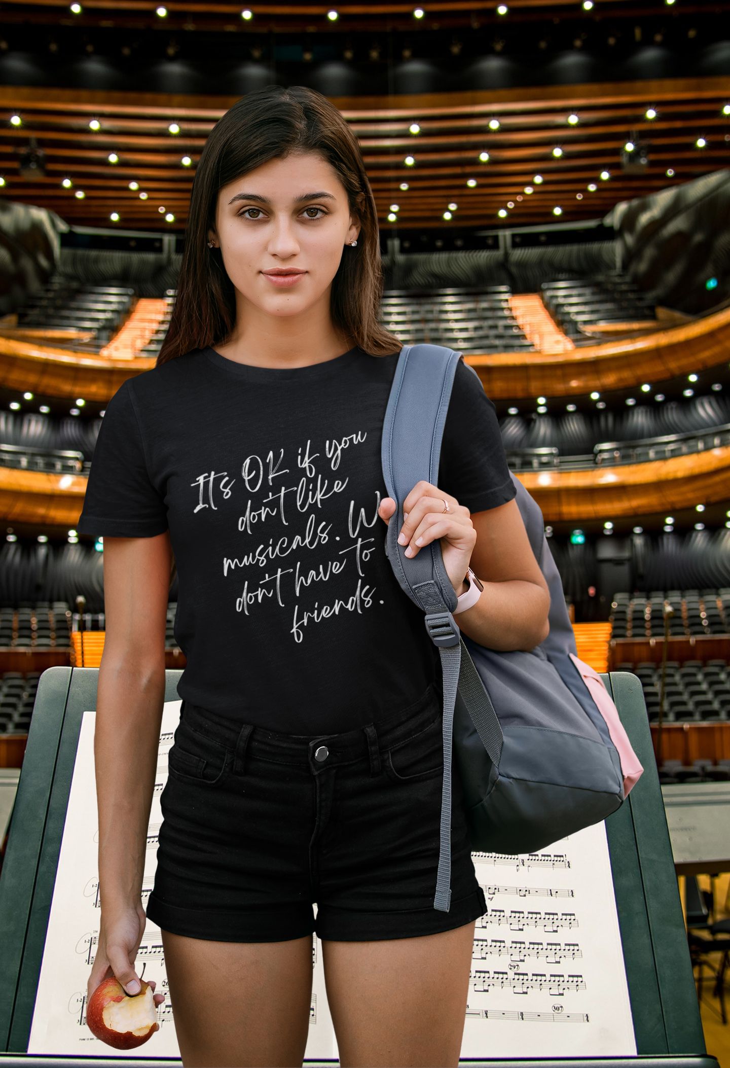 Funny Musical Theatre Women's T-Shirt – “It’s OK If You Don’t Like Musicals” – Slim Fit, Black, Navy & Berry