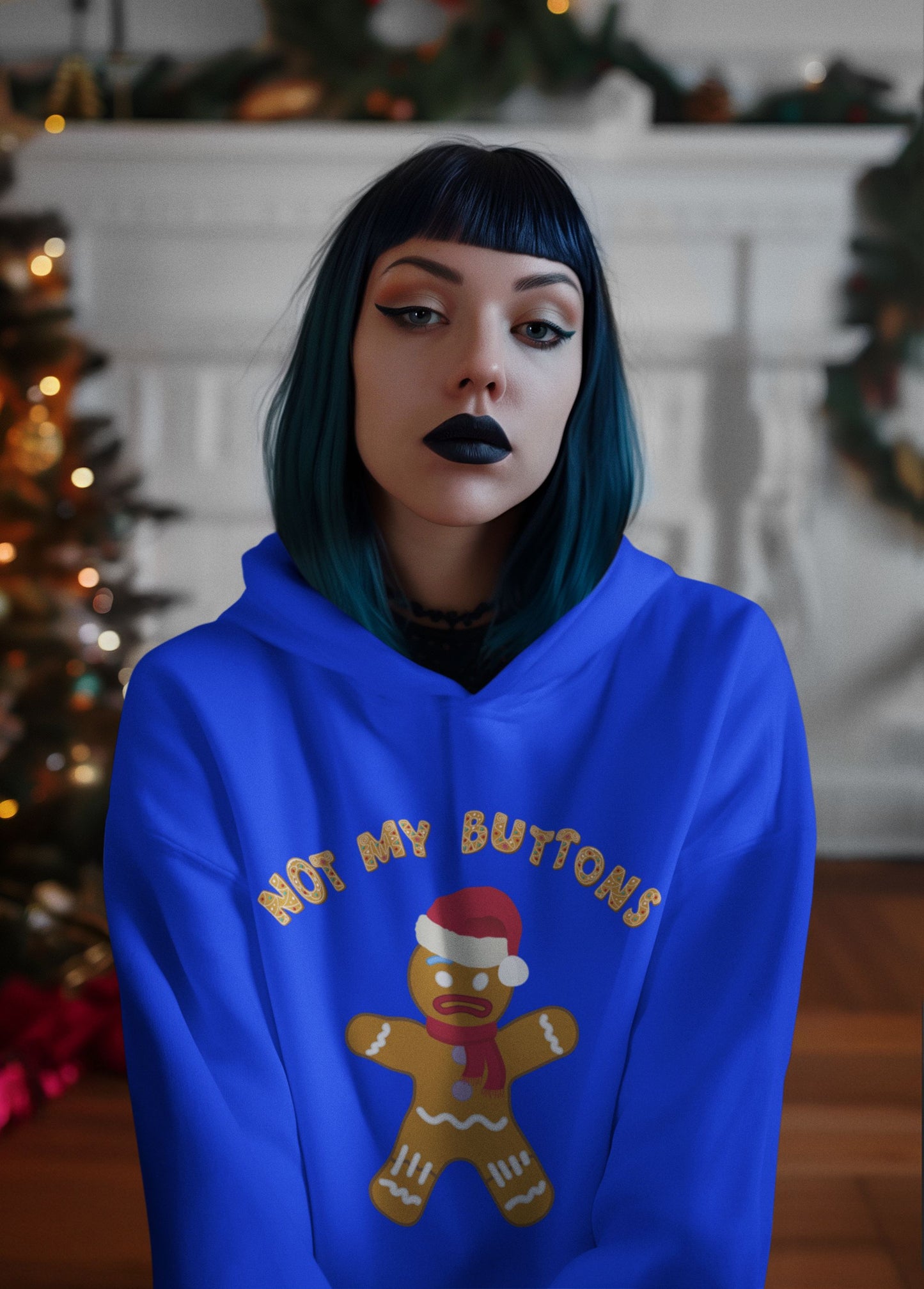 Women's "Not My Buttons!" Gingerbread Man Christmas Hoodie – Unisex Design