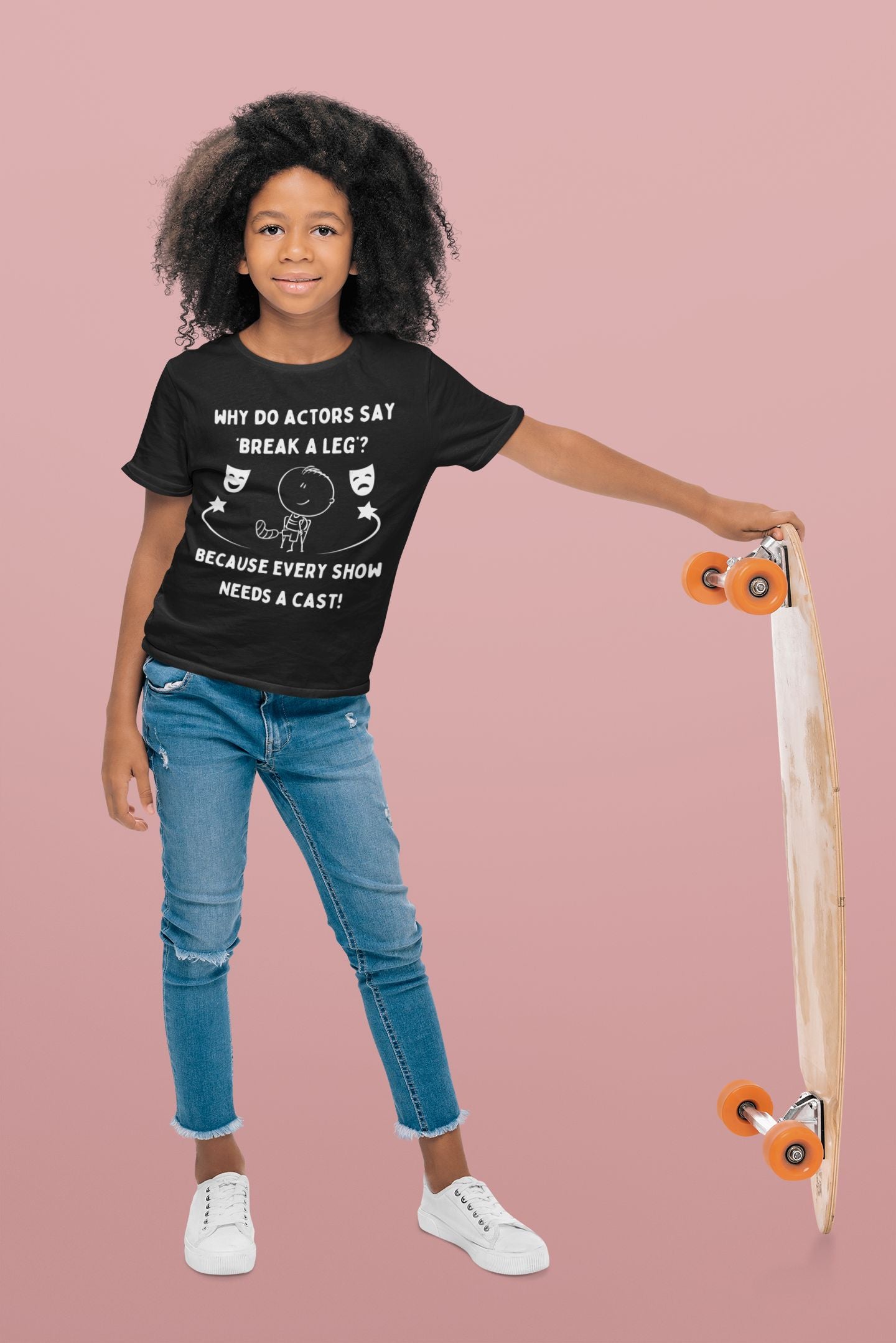 Kids' "Break a Leg" T-Shirt – Fun Theatre Gift for Young Actors & Drama Enthusiasts