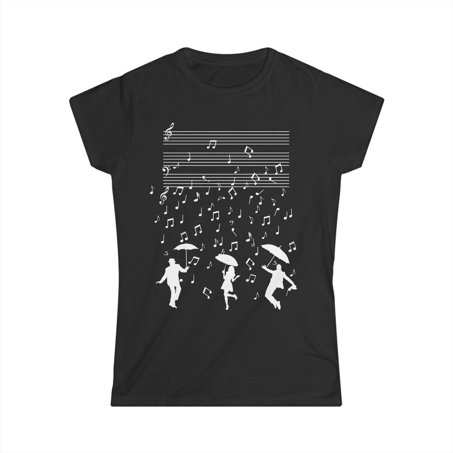 Women's Theatre & Music T-Shirt – Dance in the Rain Design, Softstyle Fit