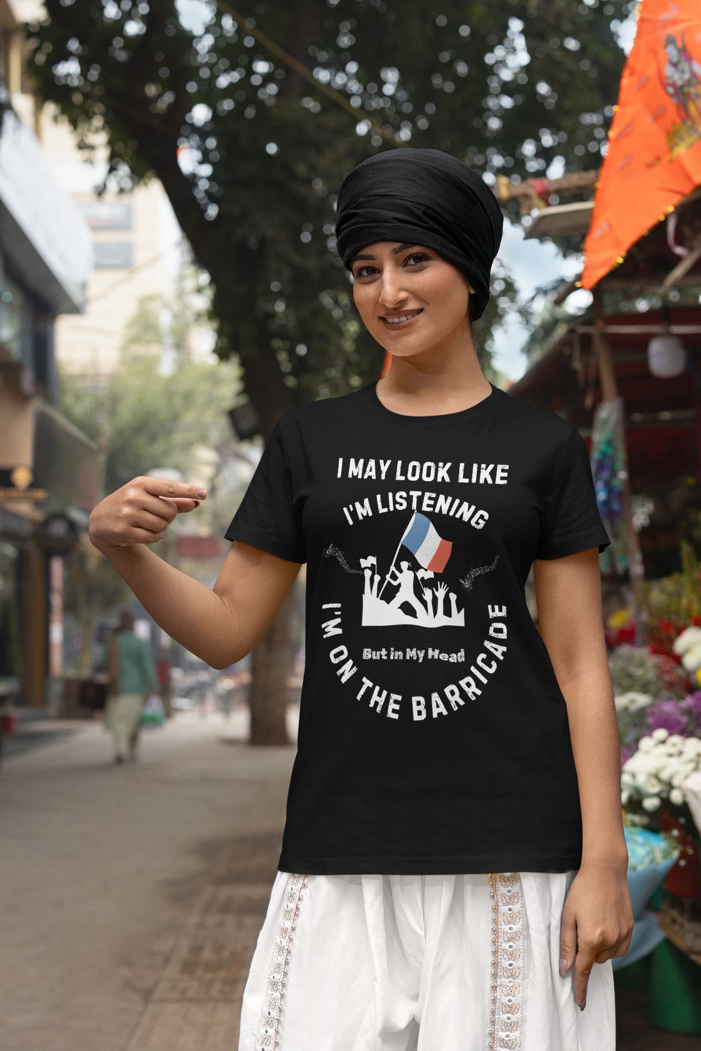 Men’s Musical Theatre T-Shirt - "I May Look Like I’m Listening, But In My Head I’m on the Barricade" (Unisex Design)