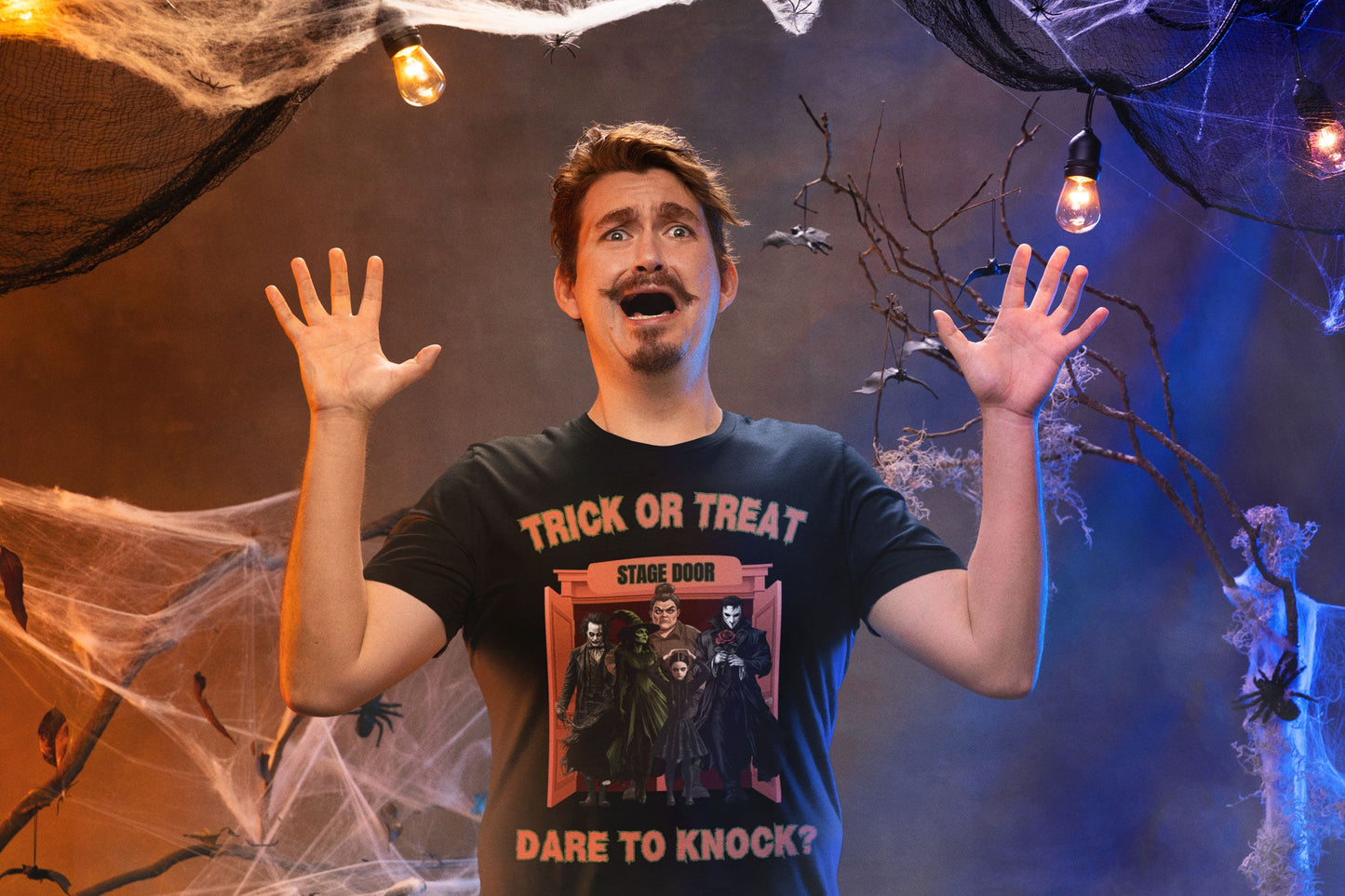 Trick or Treat Men’s T-Shirt – Theatre-Inspired Halloween Design (Unisex Fit)