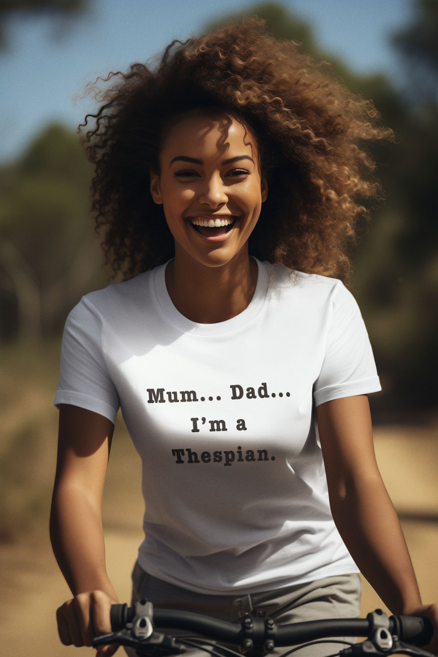 "Mum… Dad… I'm a Thespian Women's Theatre T-Shirt – Feminine Fit for Stage Enthusiasts"