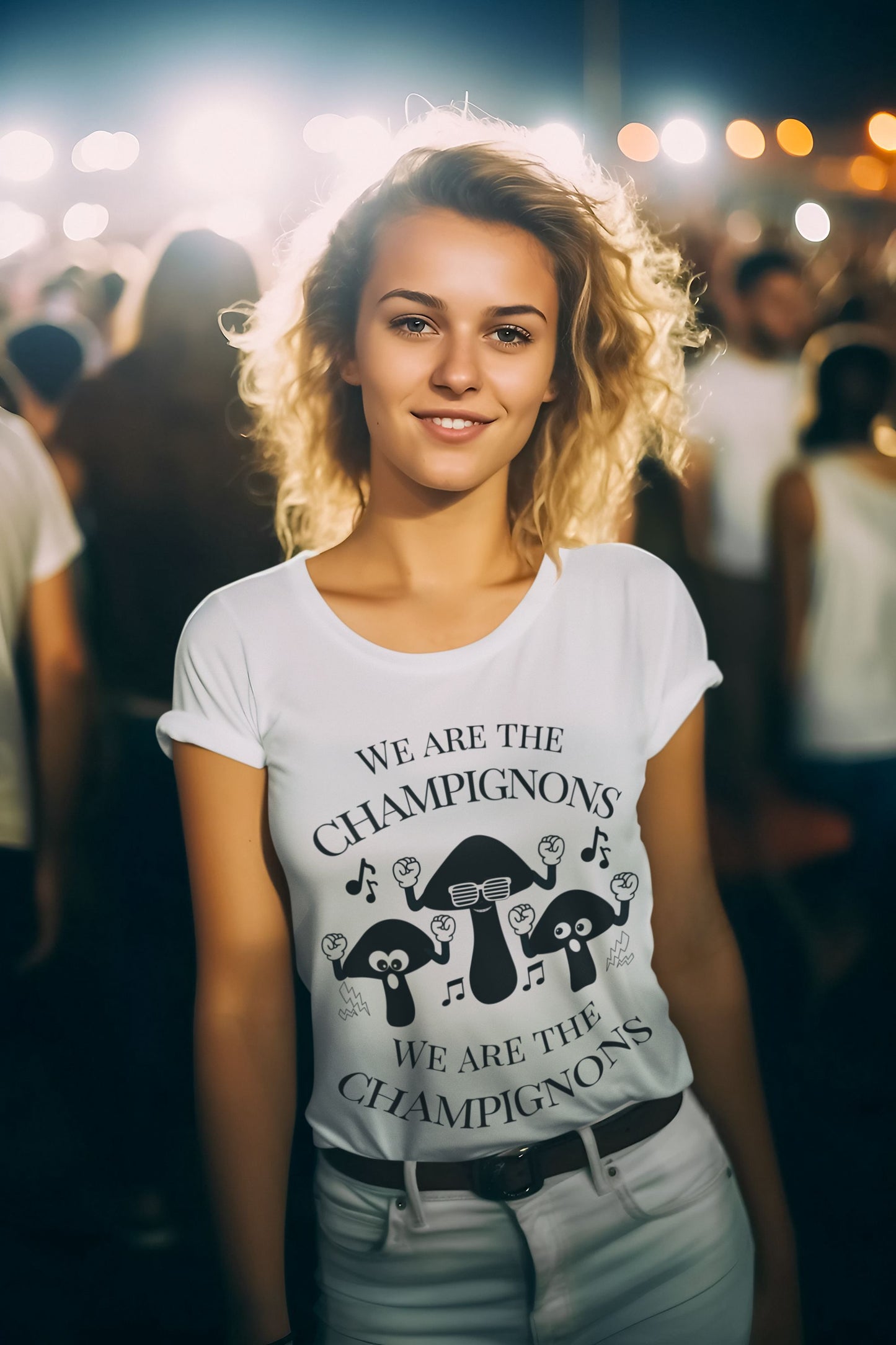 We Are The Champignons Women's T-shirt – Fitted Style for Theatre & Music Lovers