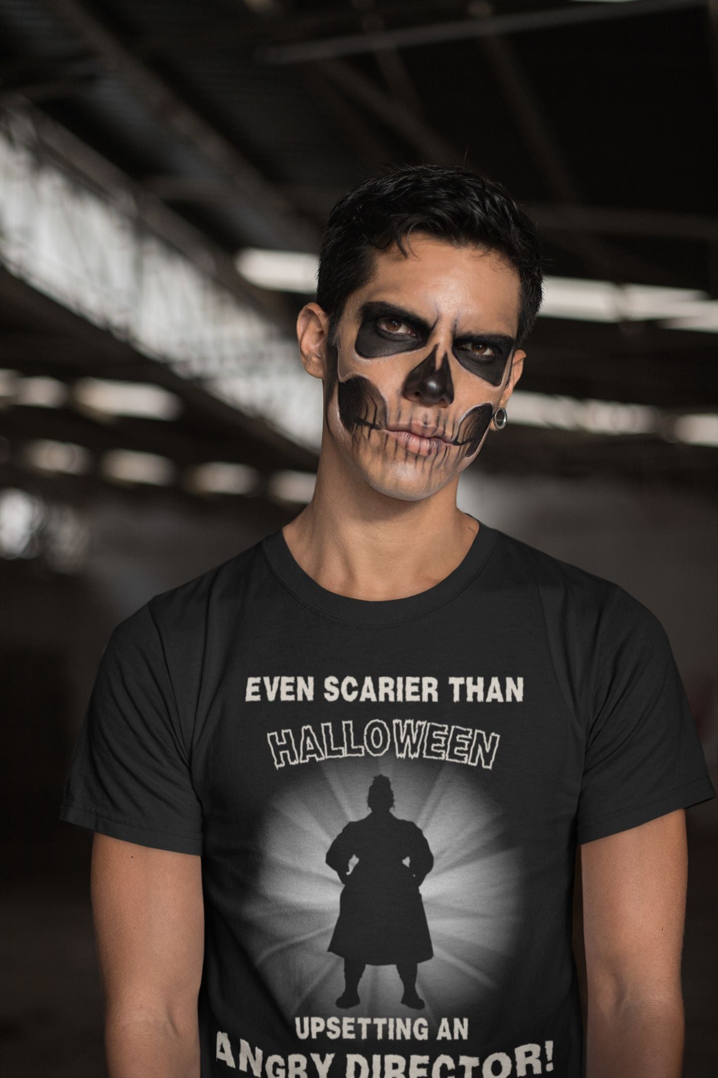 Even Scarier Than Halloween Men’s T-Shirt – Upsetting an Angry Director, Theatre-Inspired Unisex Design