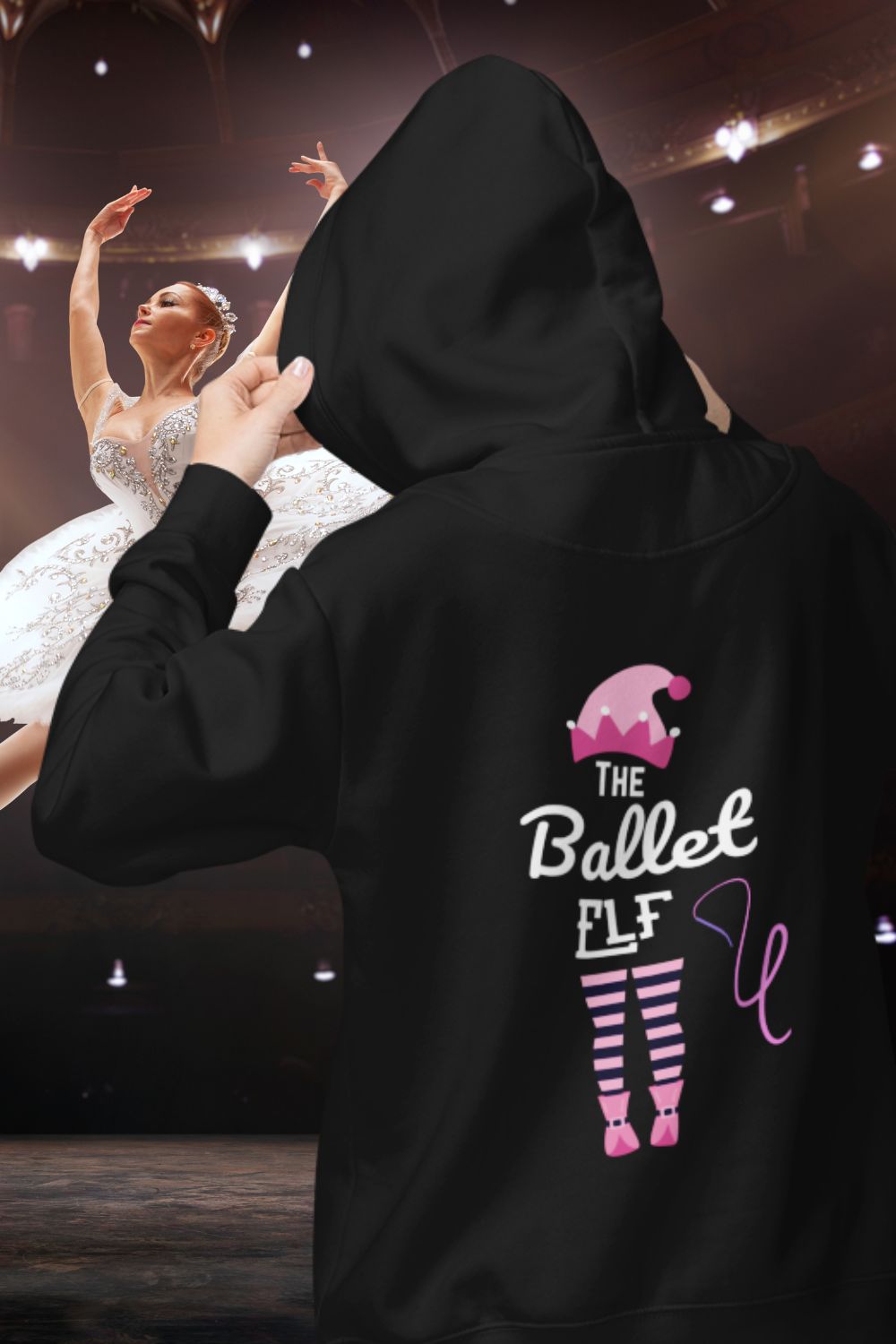 Women's Ballet Elf Hoodie – Festive Comfort for Dance & Theatre Lovers