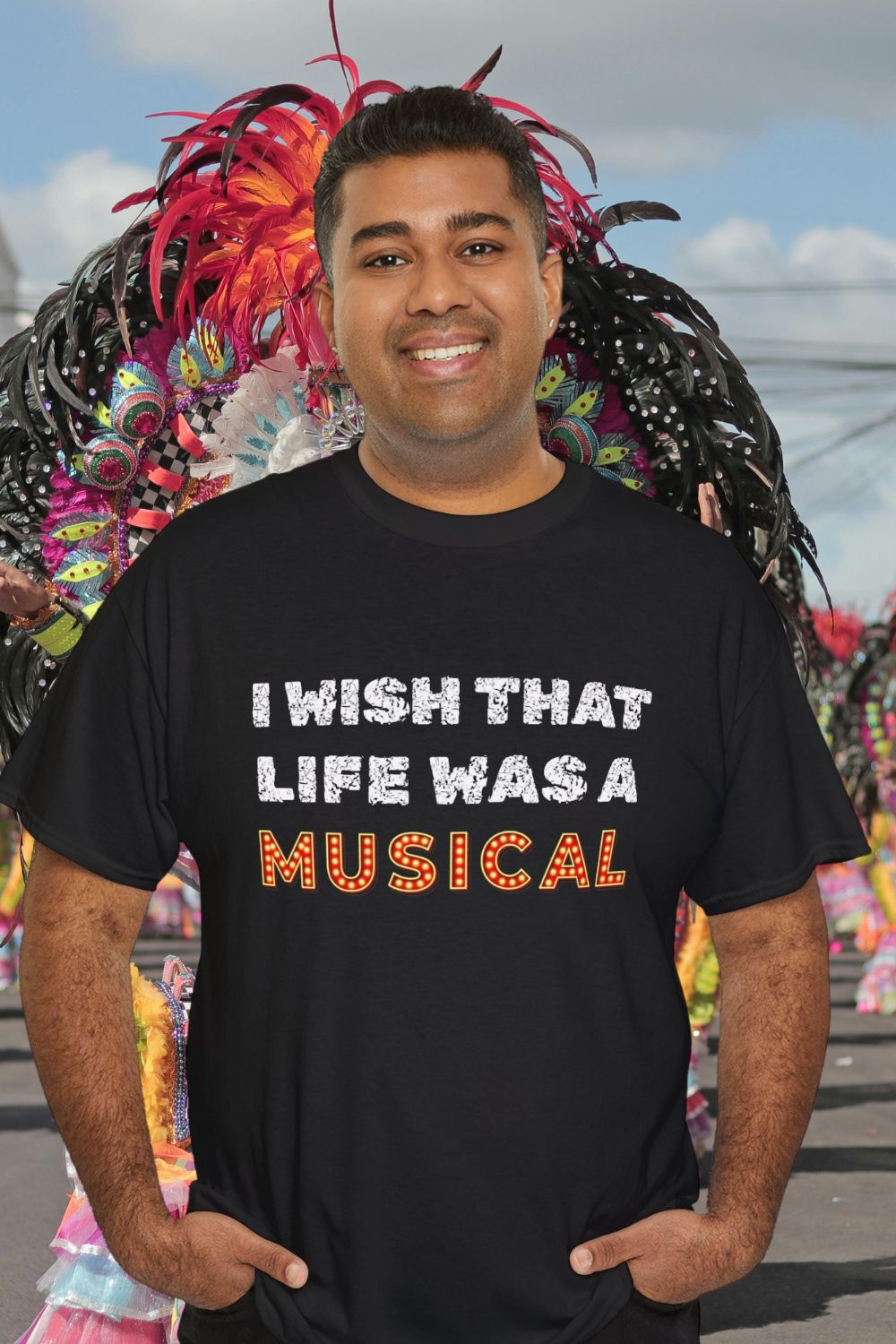 "I Wish That Life Was a Musical" Men’s Black Theatre T-Shirt – Unisex Fit, Musical Gift