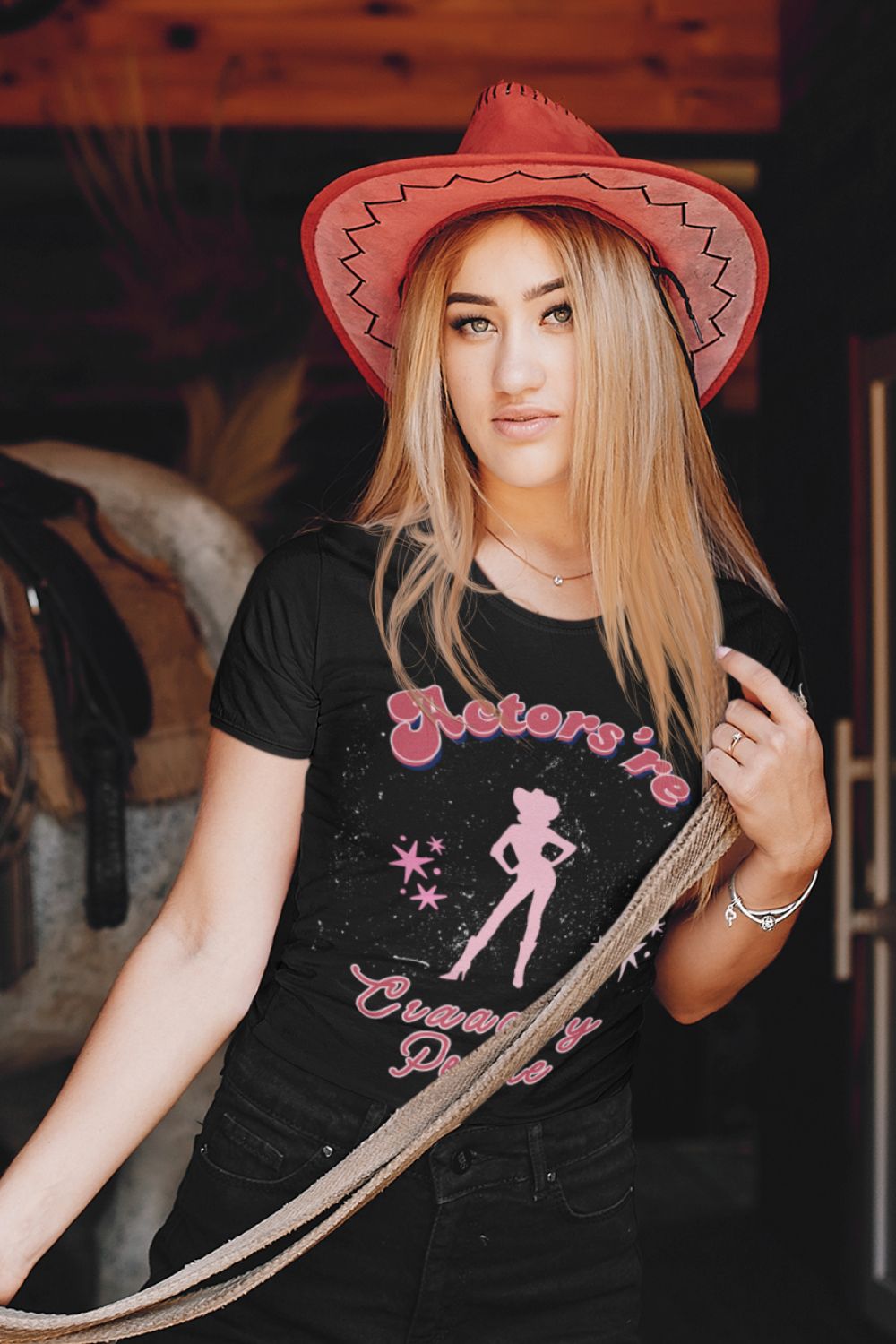 Women’s "Actors're Craaazy People" T-Shirt – Cowgirl Silhouette Design