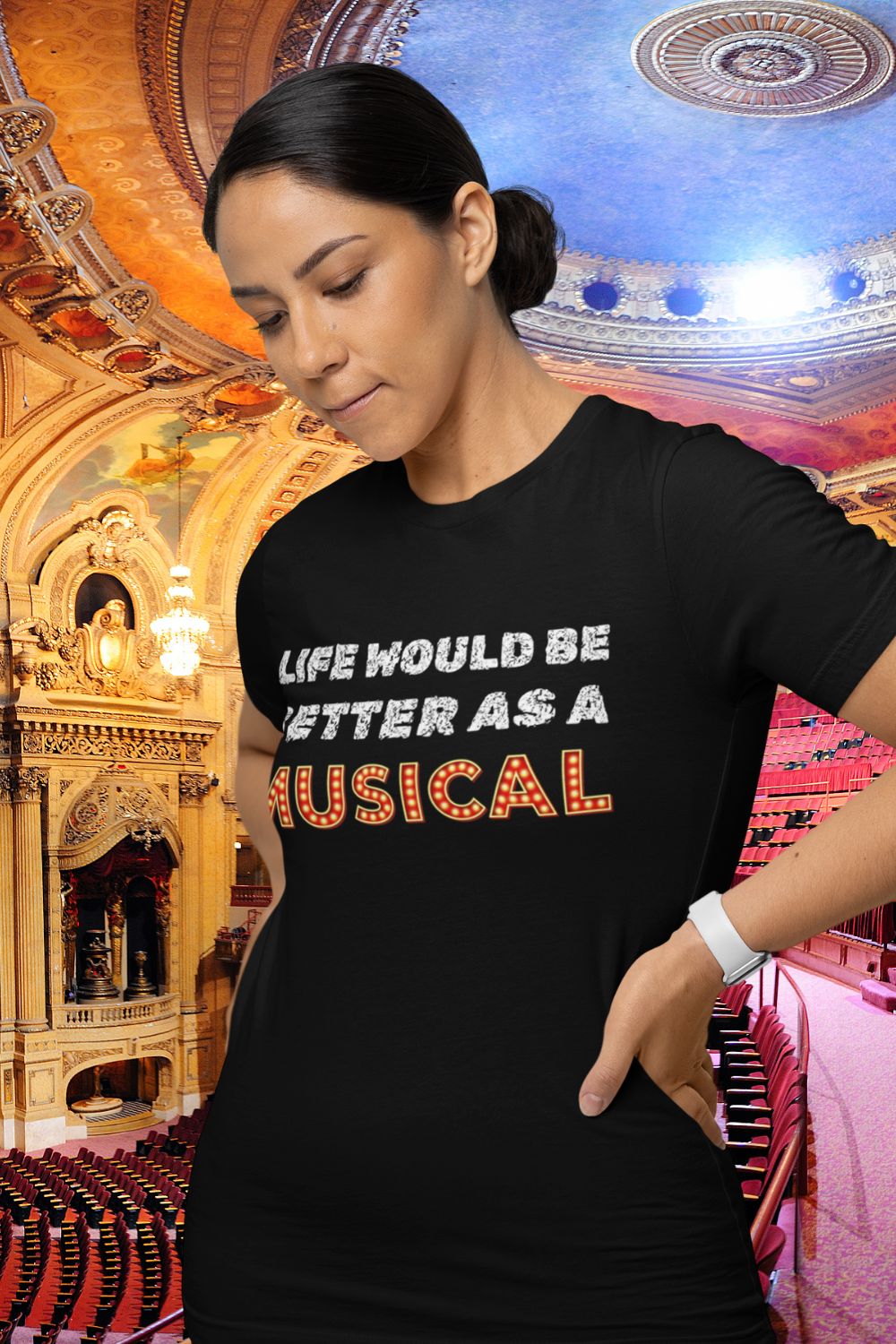 "Life Would Be Better as a Musical" Women’s Fitted Theatre T-Shirt – Black | Musical Fan Gift