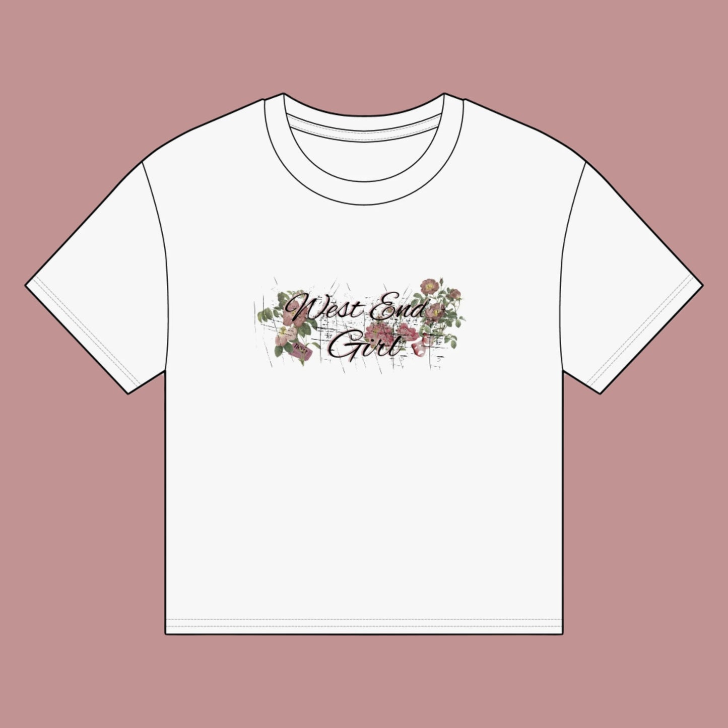 West End Girl Organic Boxy T-Shirt – Cropped Oversized Fit with Floral Design