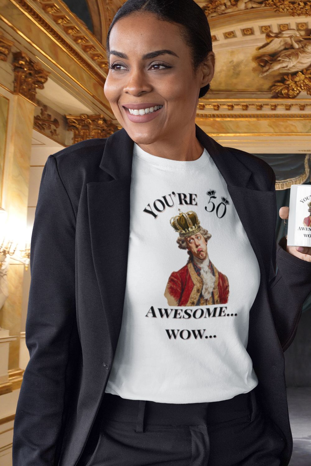 Women’s Theatre 50th Birthday T-Shirt – You’re 50. Awesome. Wow.