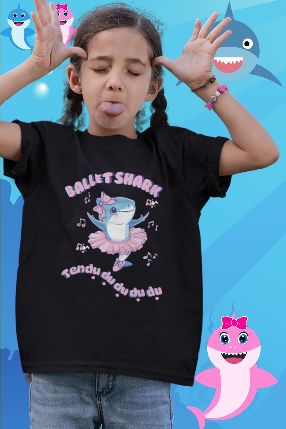 Tendu du du du du du du Ballet Shark T-Shirt for Girls