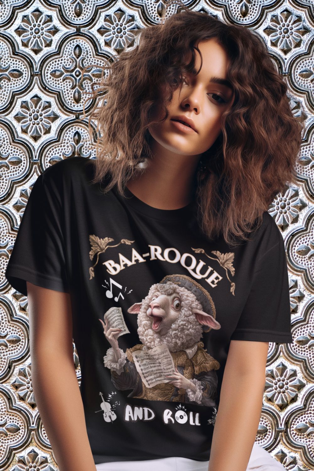 Men’s Baa-Roque and Roll Sheep T-Shirt – Unisex Fit, Music & Theatre Inspired
