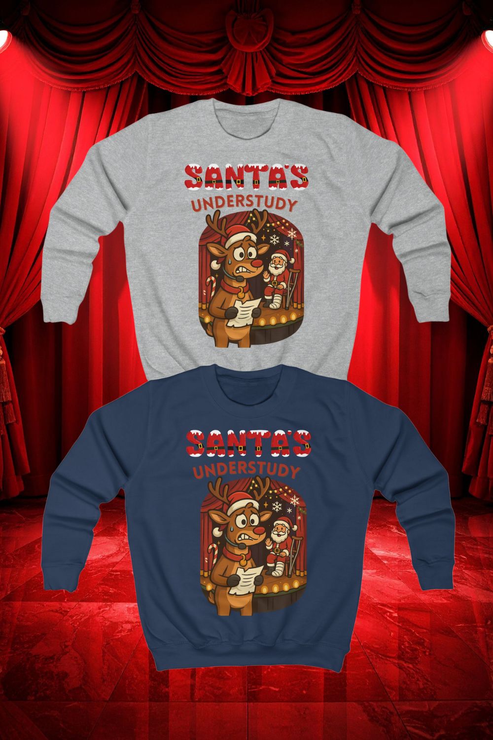 Santa’s Understudy | Funny Theatre Kids Christmas Jumper | Gift for Young Performers & Drama Lovers