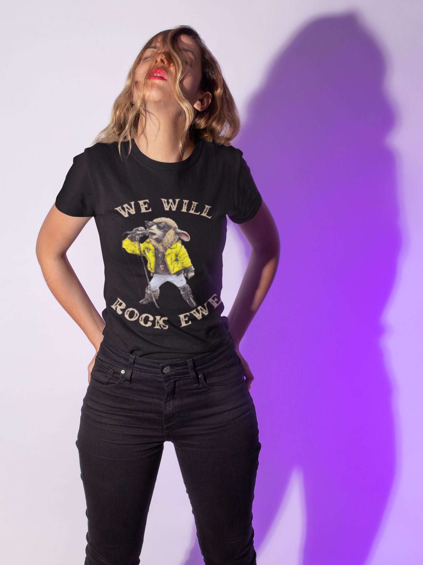 Women’s “We Will Rock Ewe” Softstyle T-Shirt – Fun Rock ‘n’ Roll Design