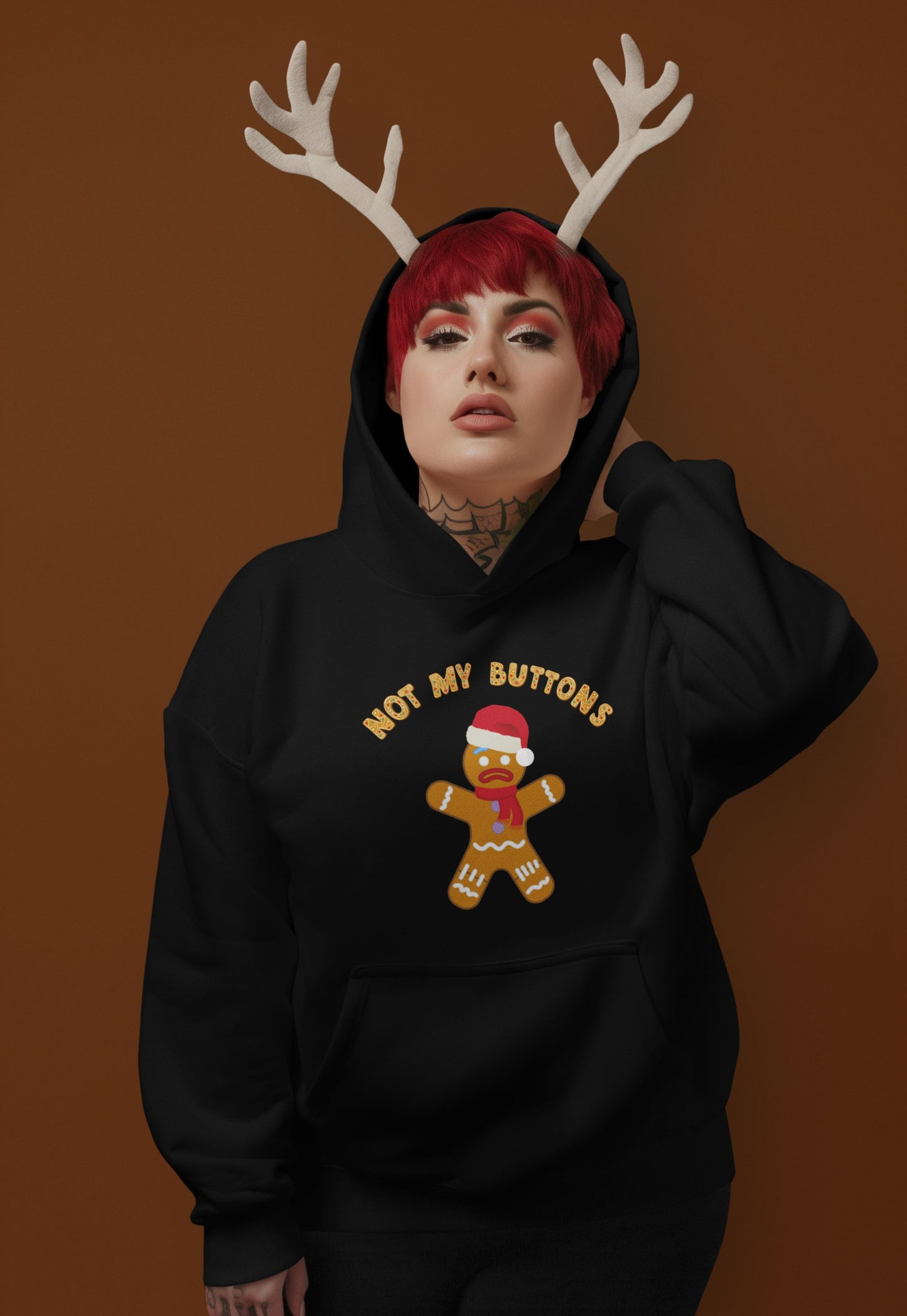 Women's "Not My Buttons!" Gingerbread Man Christmas Hoodie – Unisex Design