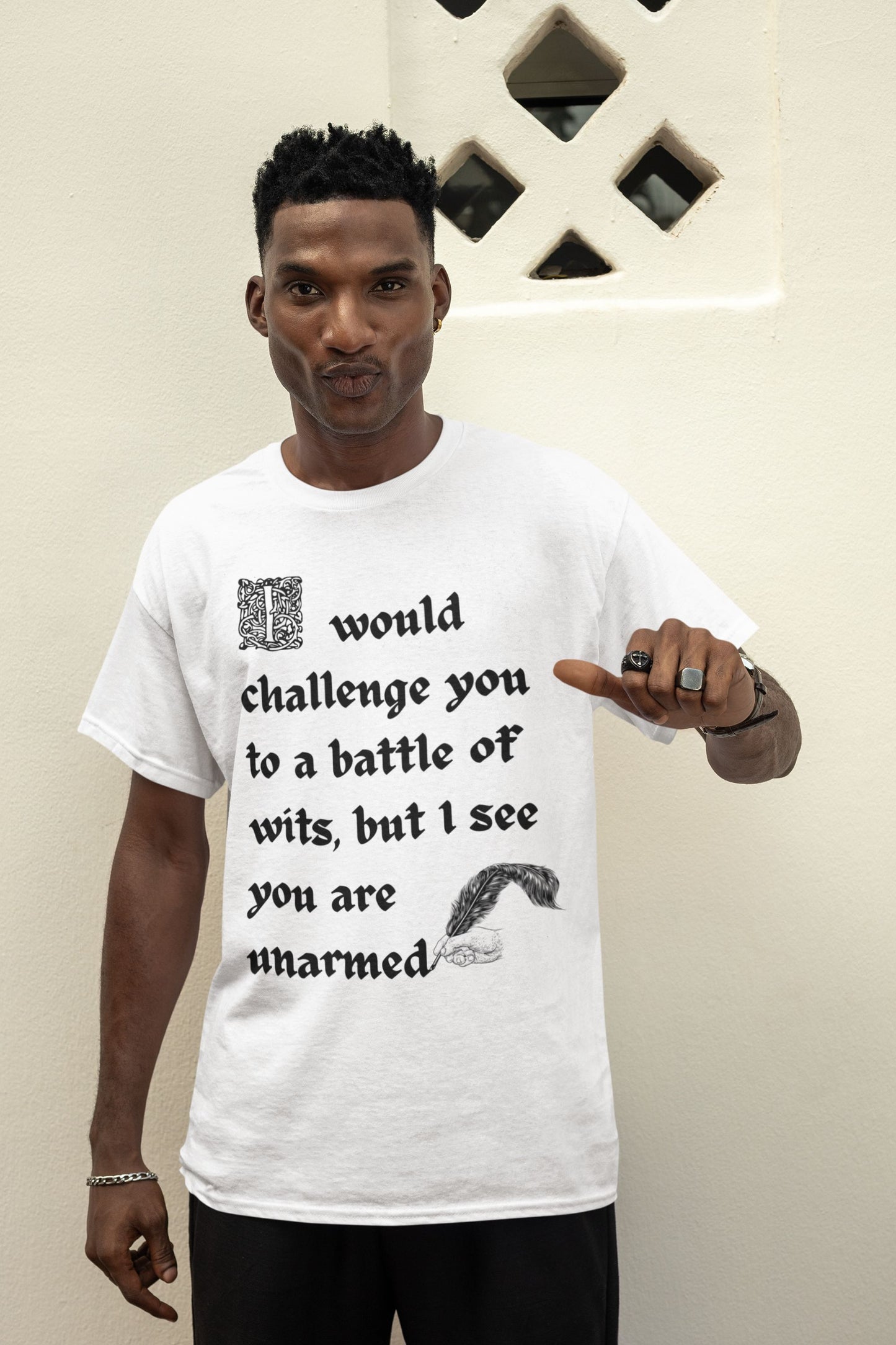 Battle of Wits Shakespearean-Inspired T-Shirt for Men: Unisex Design to Unleash Your Dry Humour